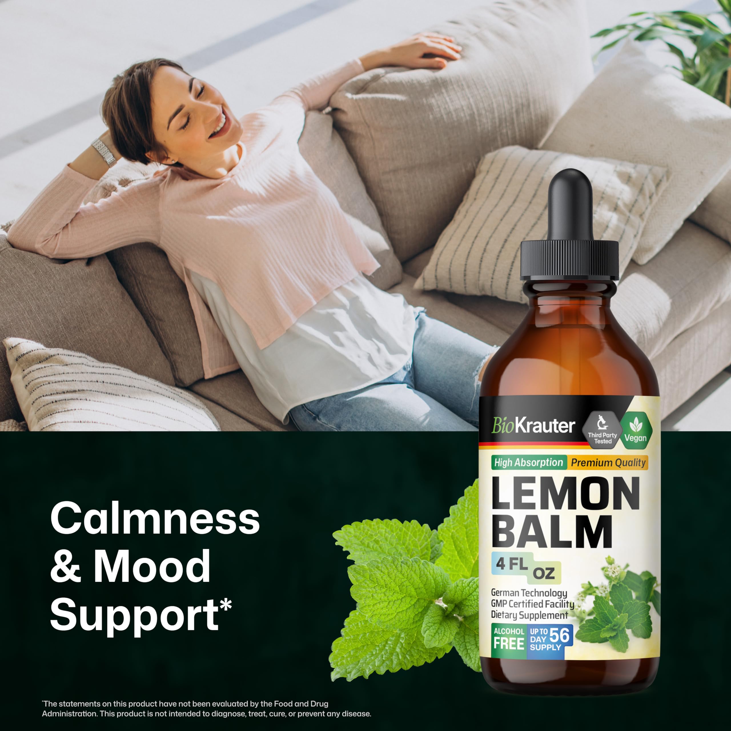 BIO KRAUTER Lemon Balm Drops bottle with label