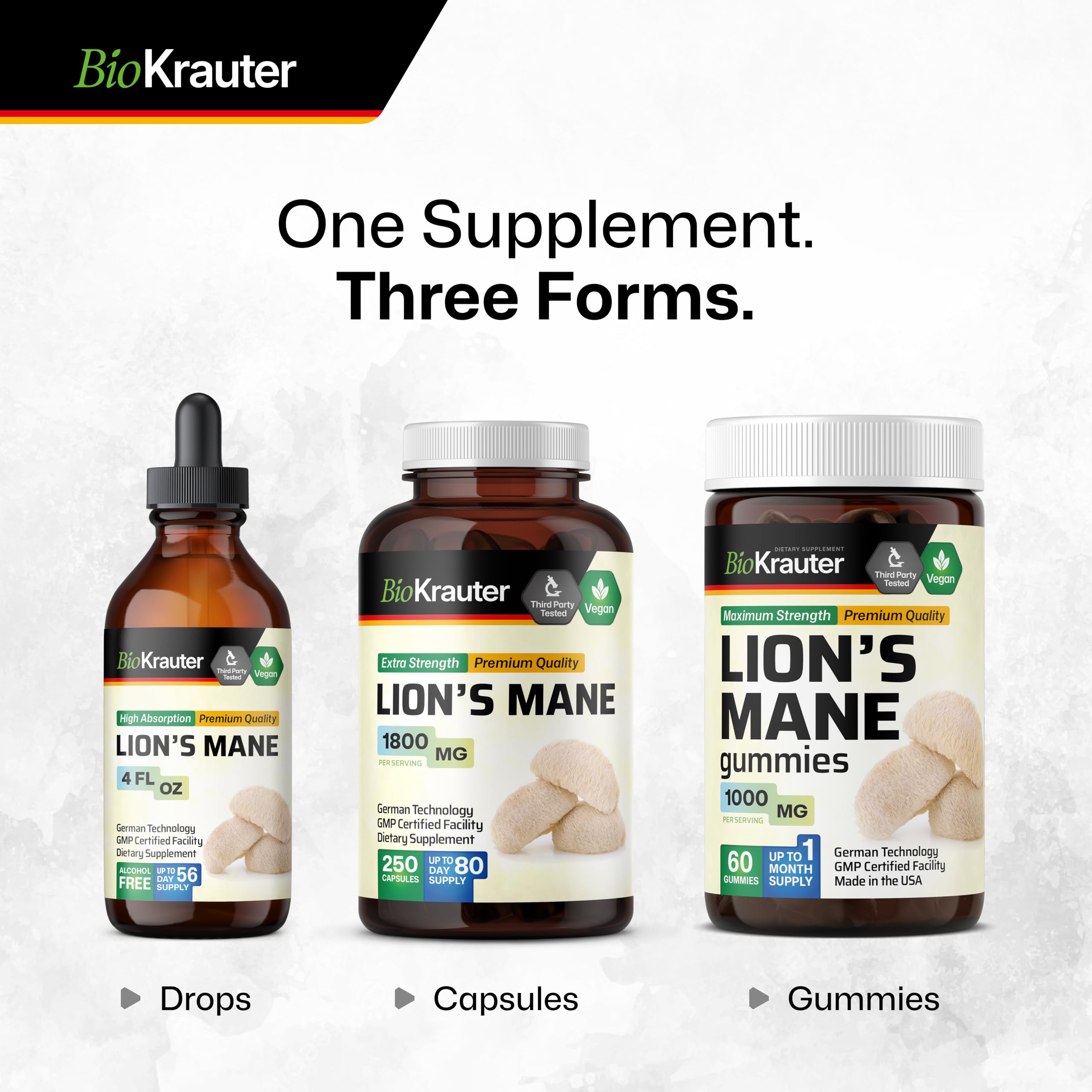 BIO KRAUTER Lion's Mane Mushroom Capsules in a lifestyle setting