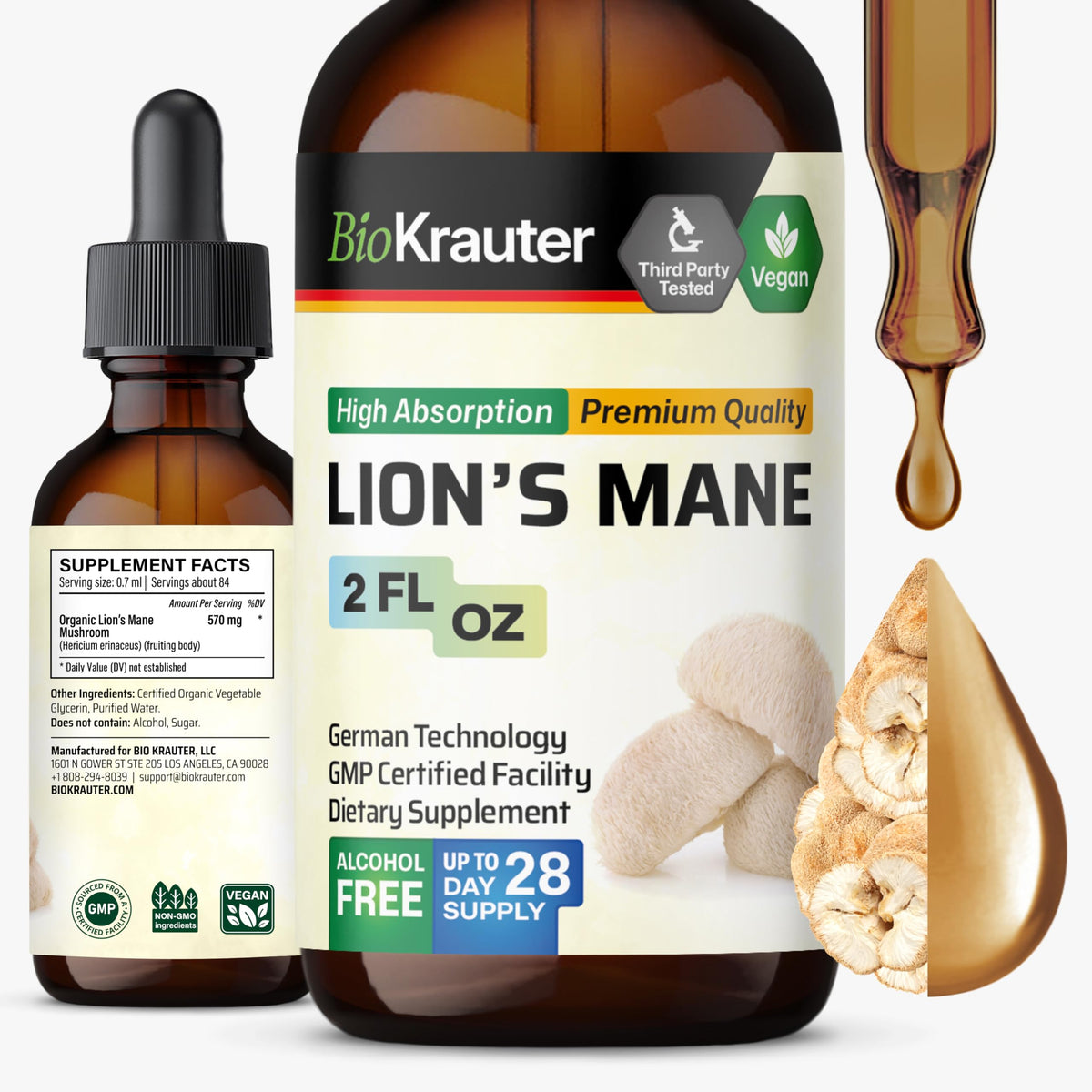 BIO KRAUTER Lion’s Mane Tincture 150g front view