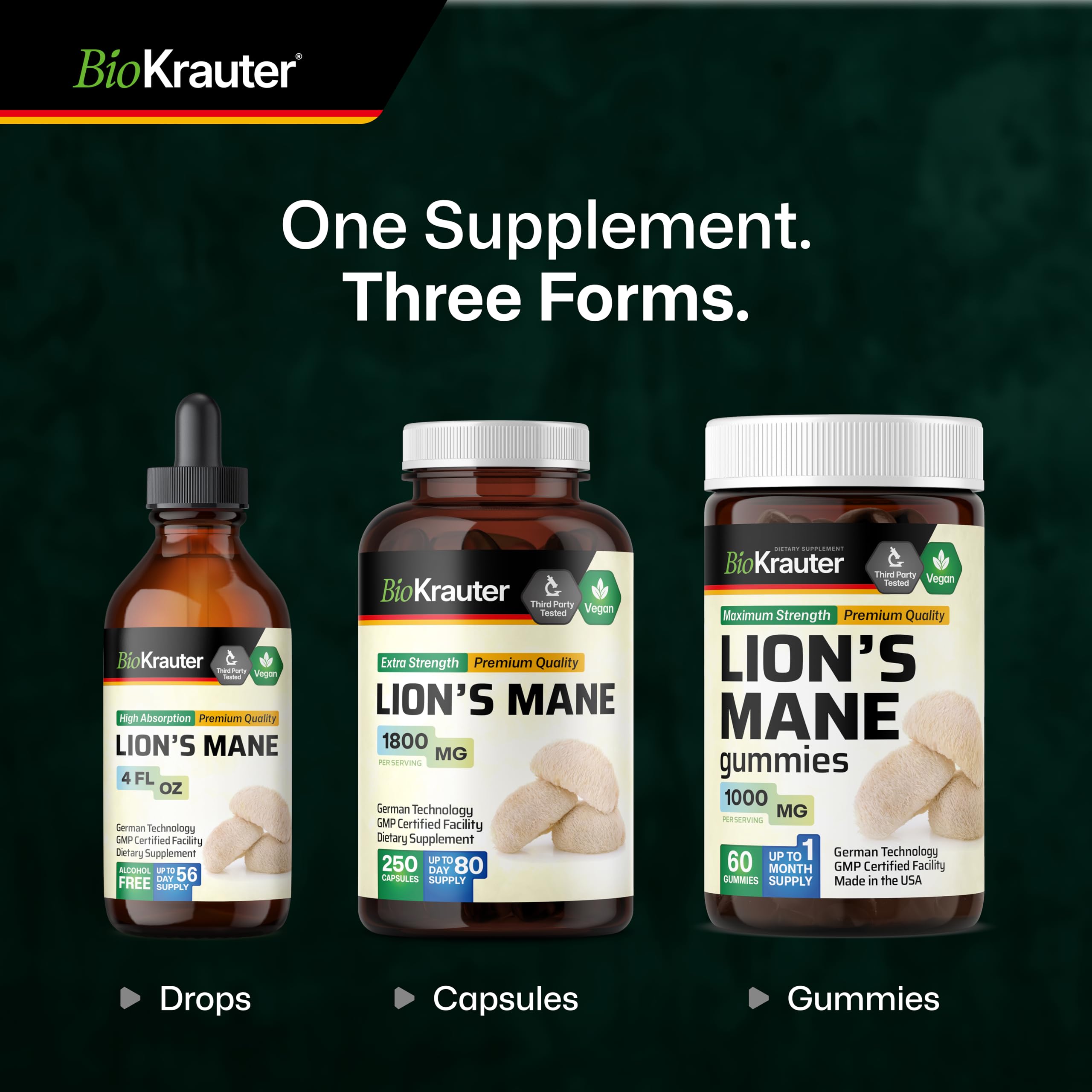 BIO KRAUTER Lion's Mane Tincture 177g usage instructions