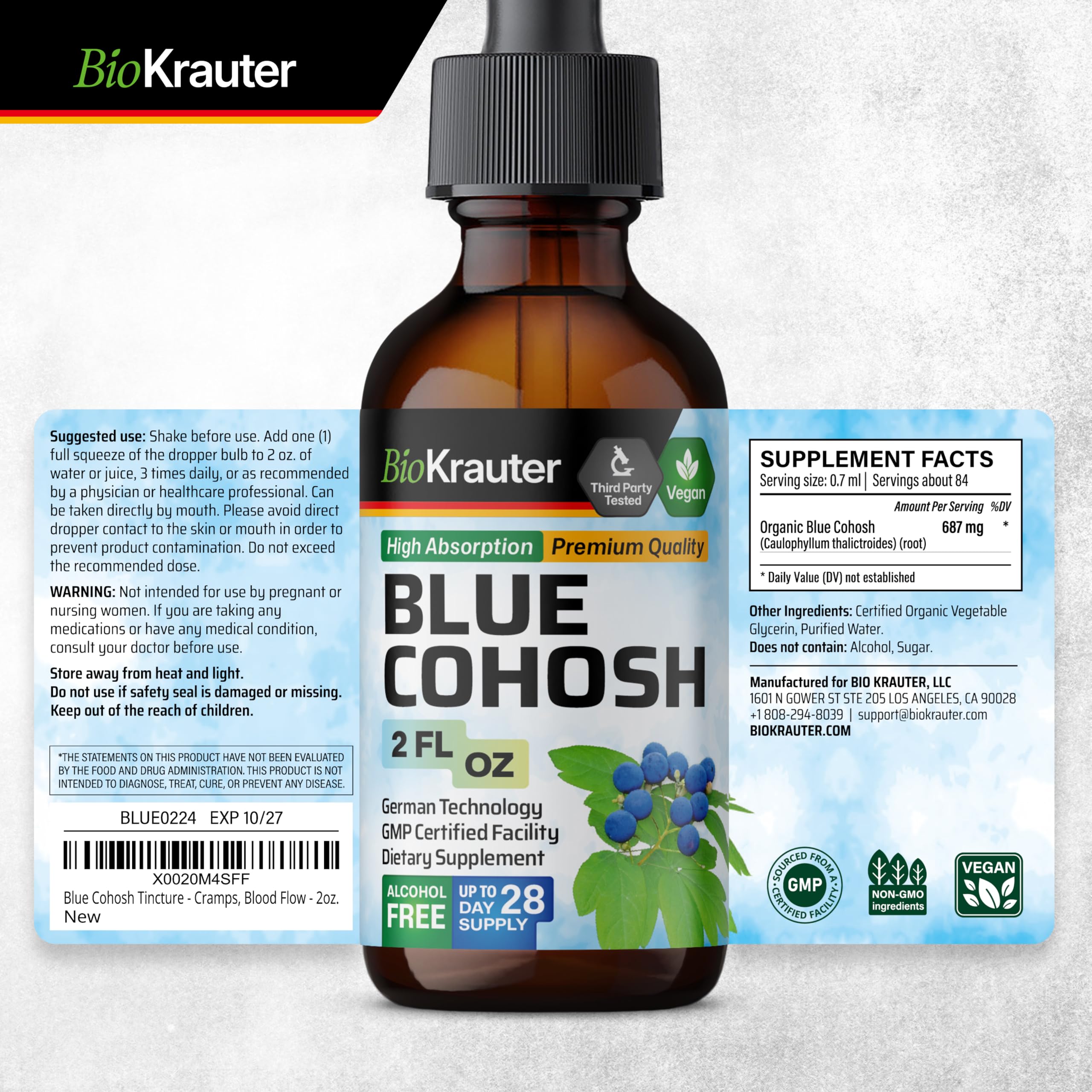 BIO KRAUTER Liquid Blue Cohosh Drops with fresh herbs