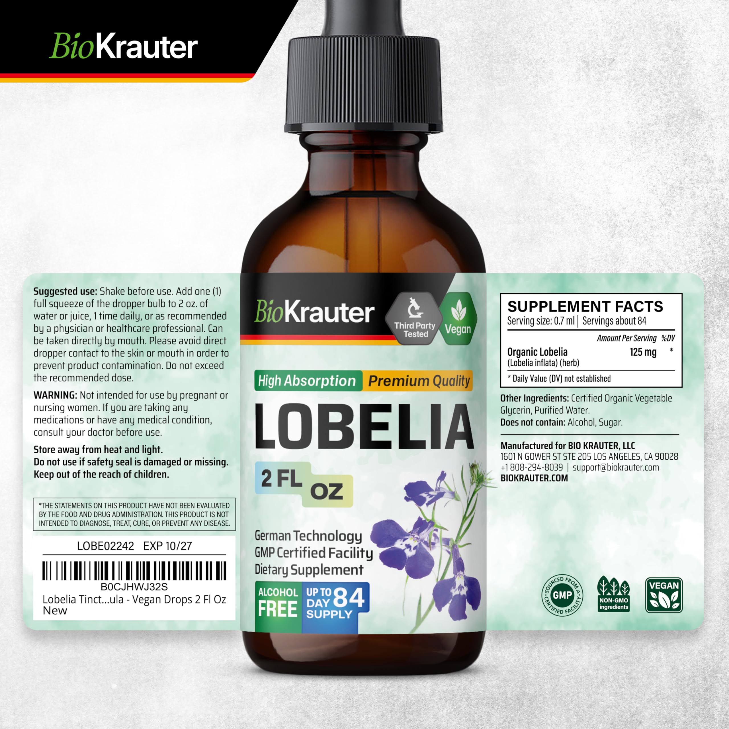 BIO KRAUTER Lobelia Drops usage instructions