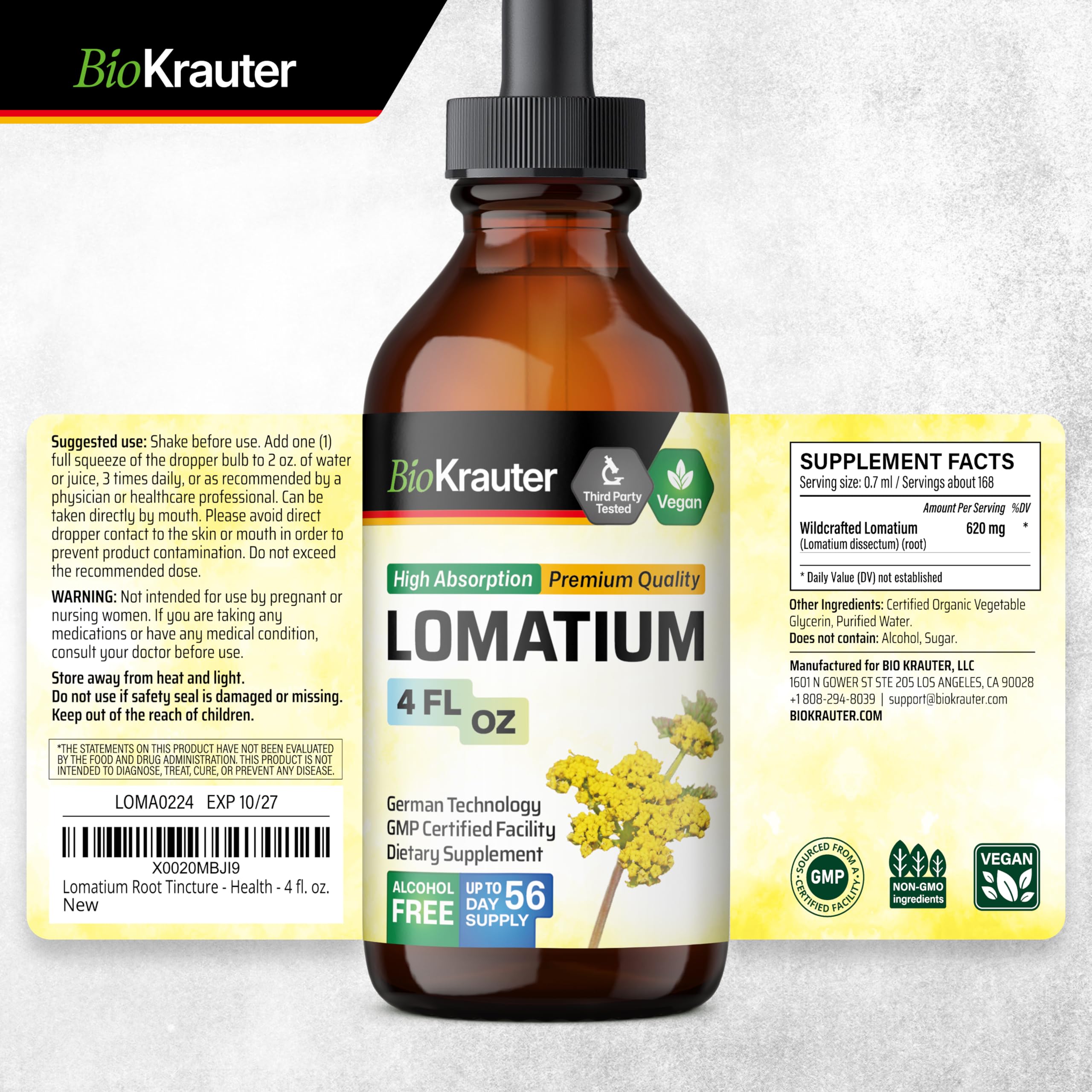 BIO KRAUTER Lomatium Tincture 259g usage instructions