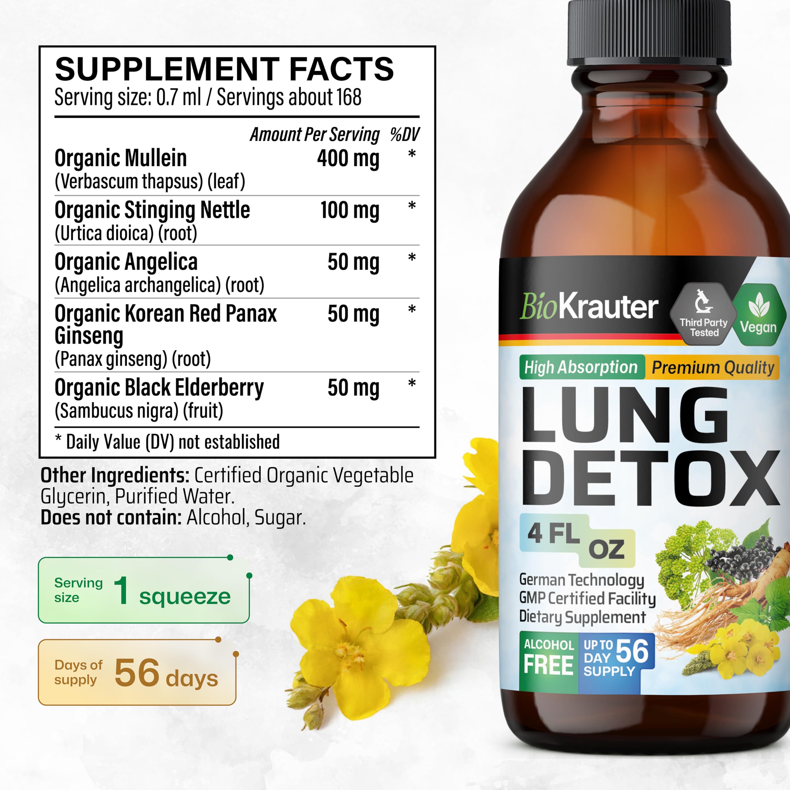 BIO KRAUTER Lung Cleansing Tincture ingredients close-up