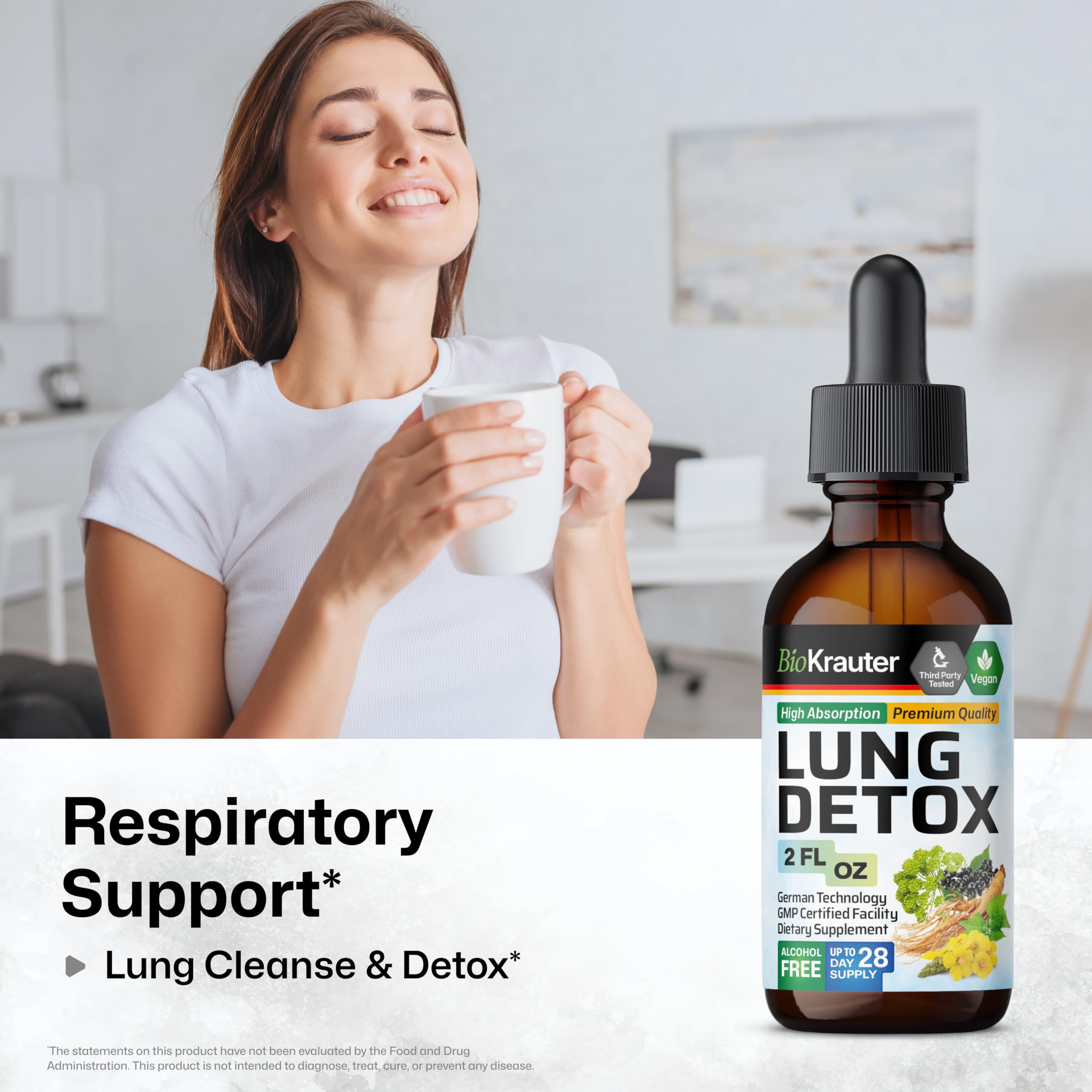 BIO KRAUTER Lung Support Tincture ingredients list on packaging