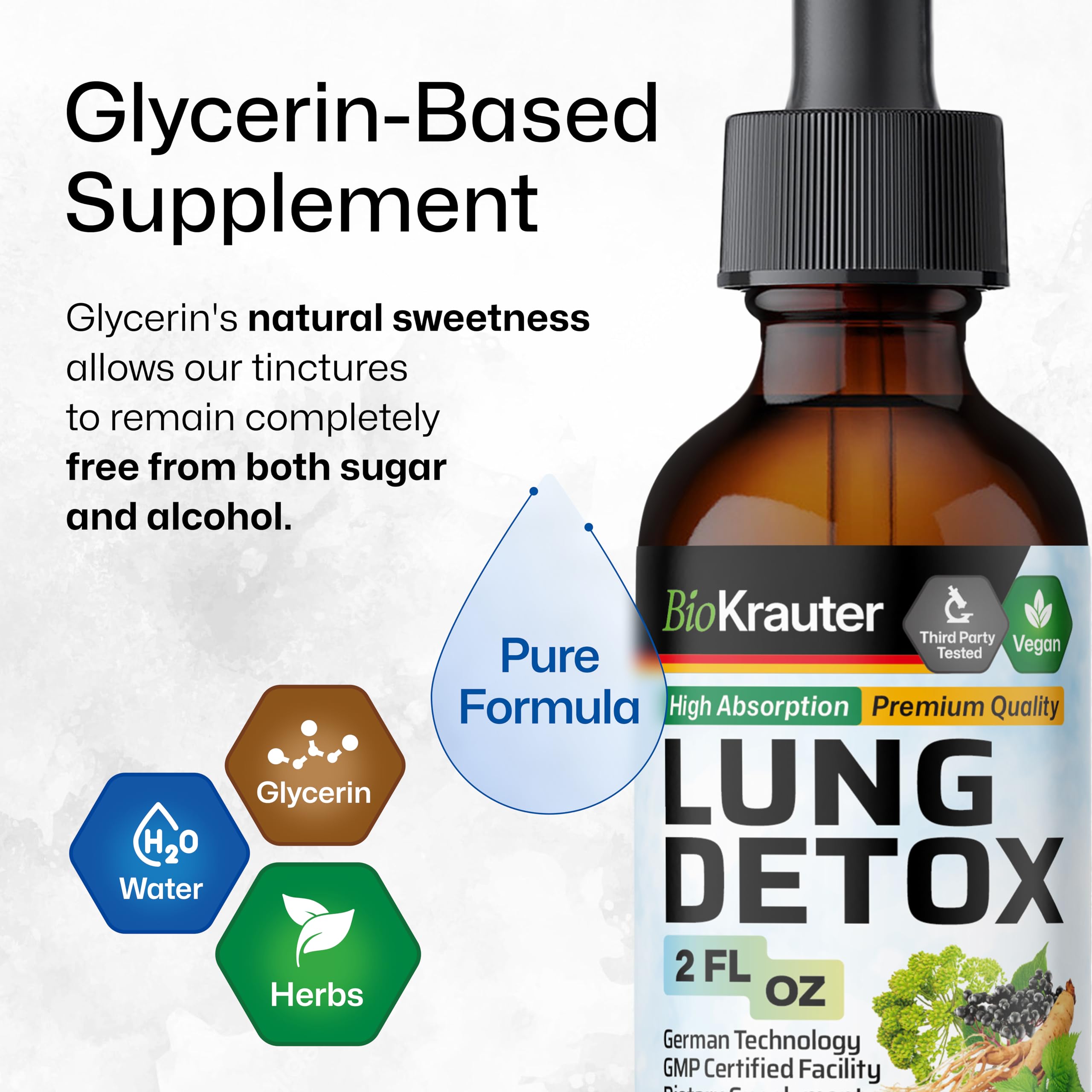 BIO KRAUTER Lung Support Tincture with water and juice