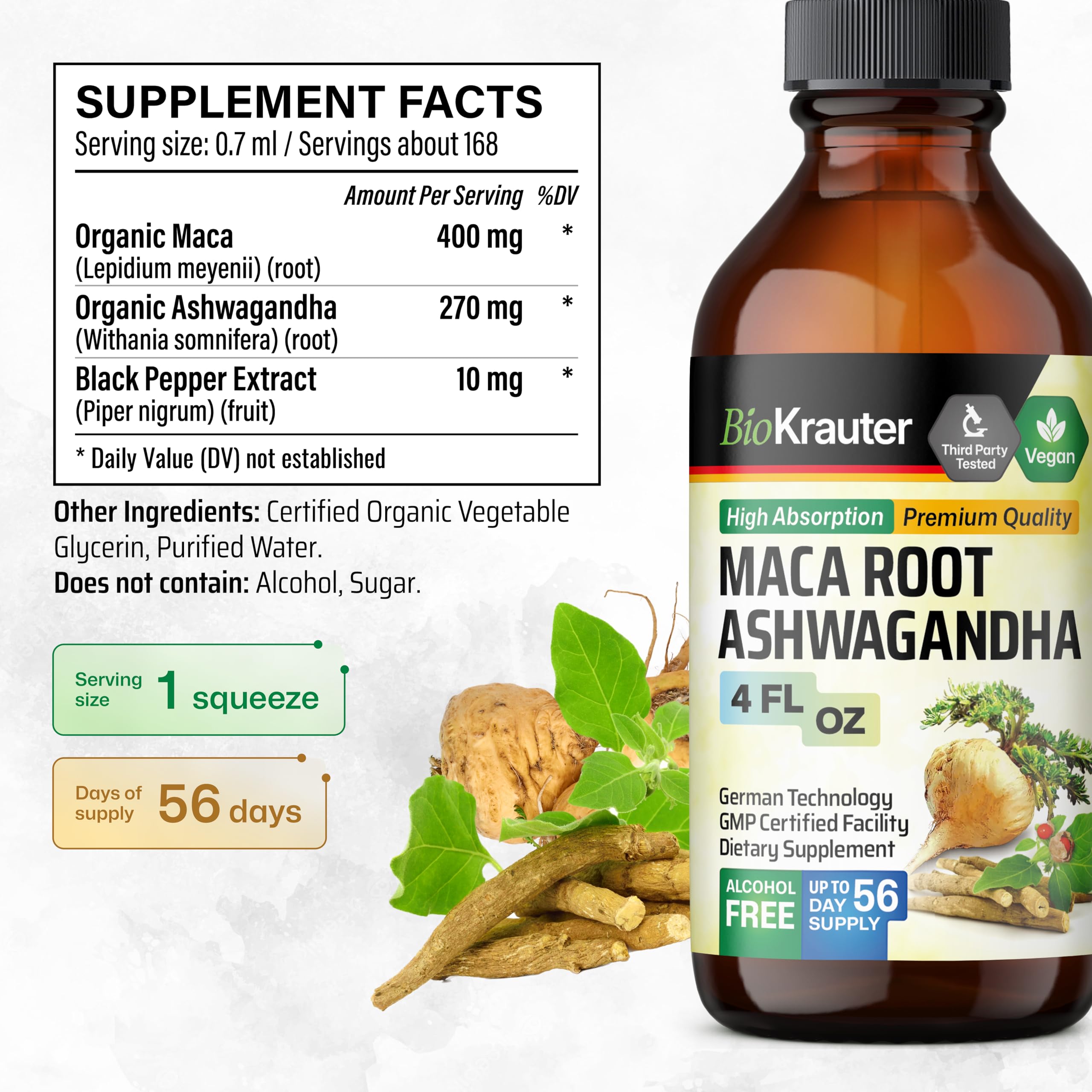 BIO KRAUTER Maca & Ashwagandha Tincture dropper