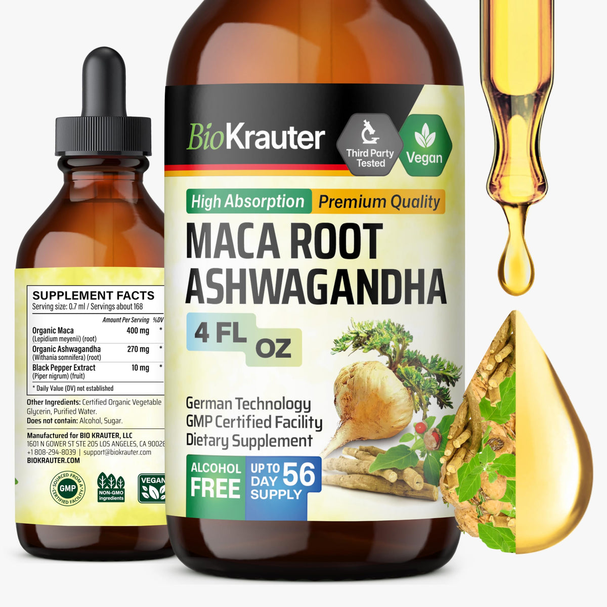 BIO KRAUTER Maca & Ashwagandha Tincture front view