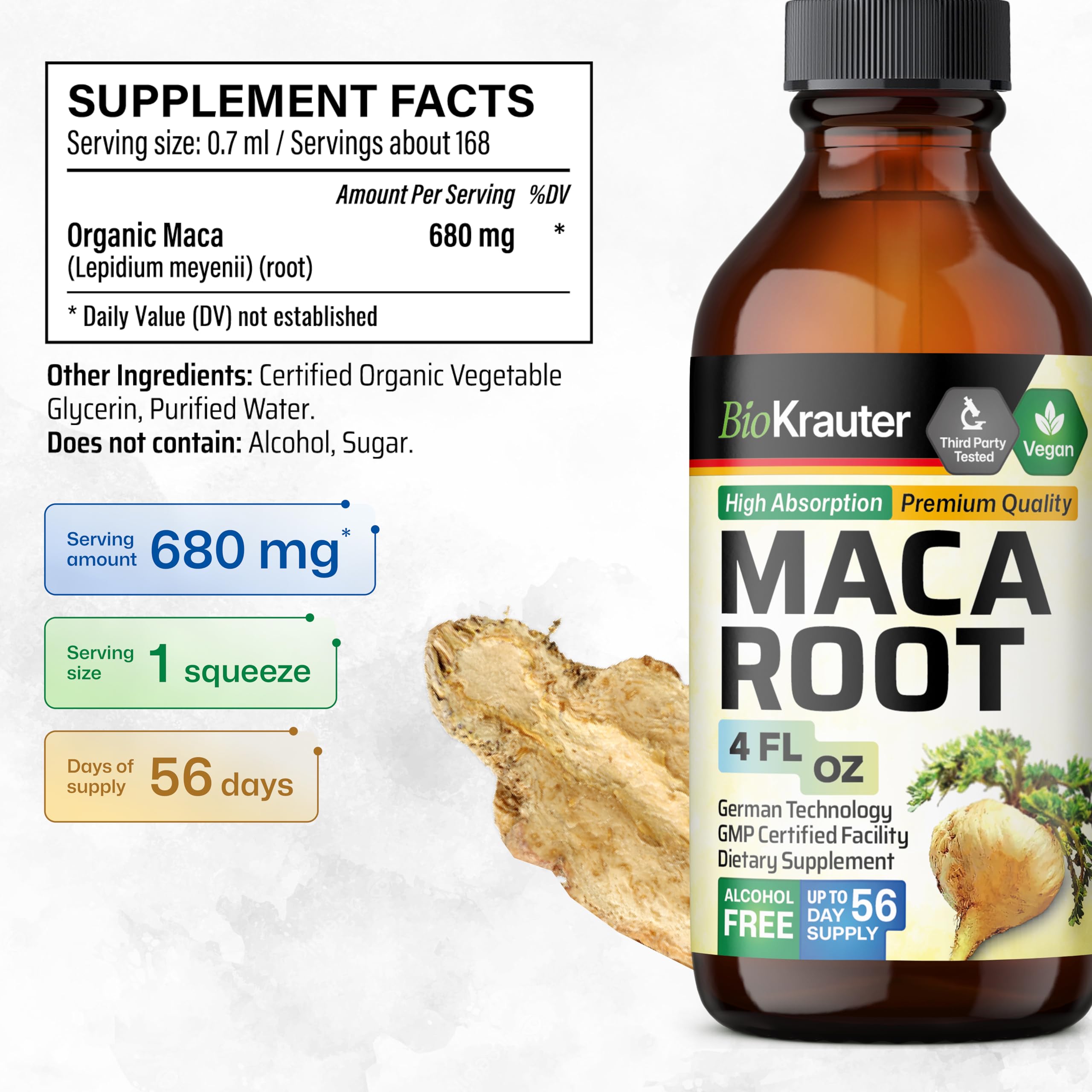 BIO KRAUTER Maca Root Tincture 272g packaging