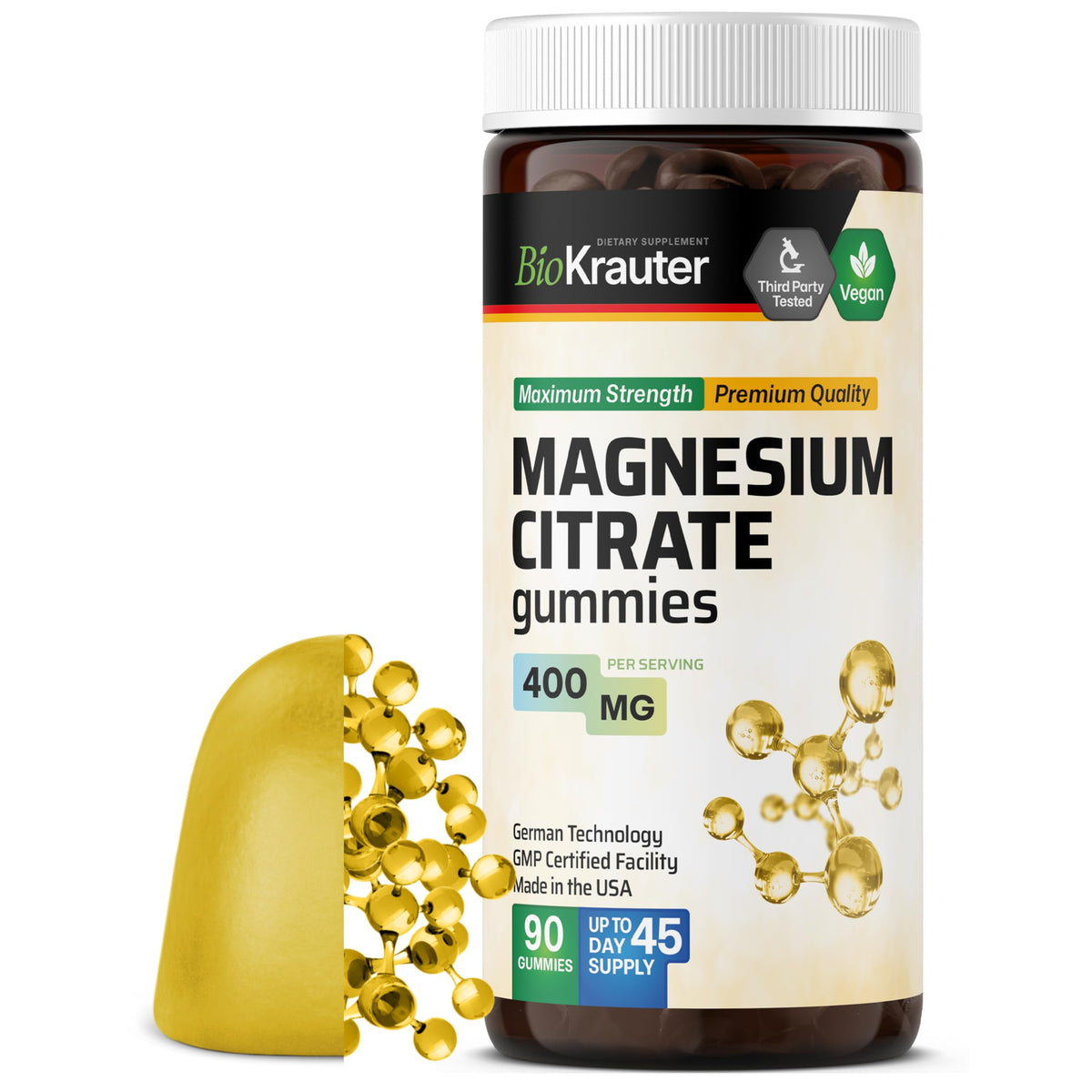 BIO KRAUTER Magnesium Gummies 400mg bottle front view
