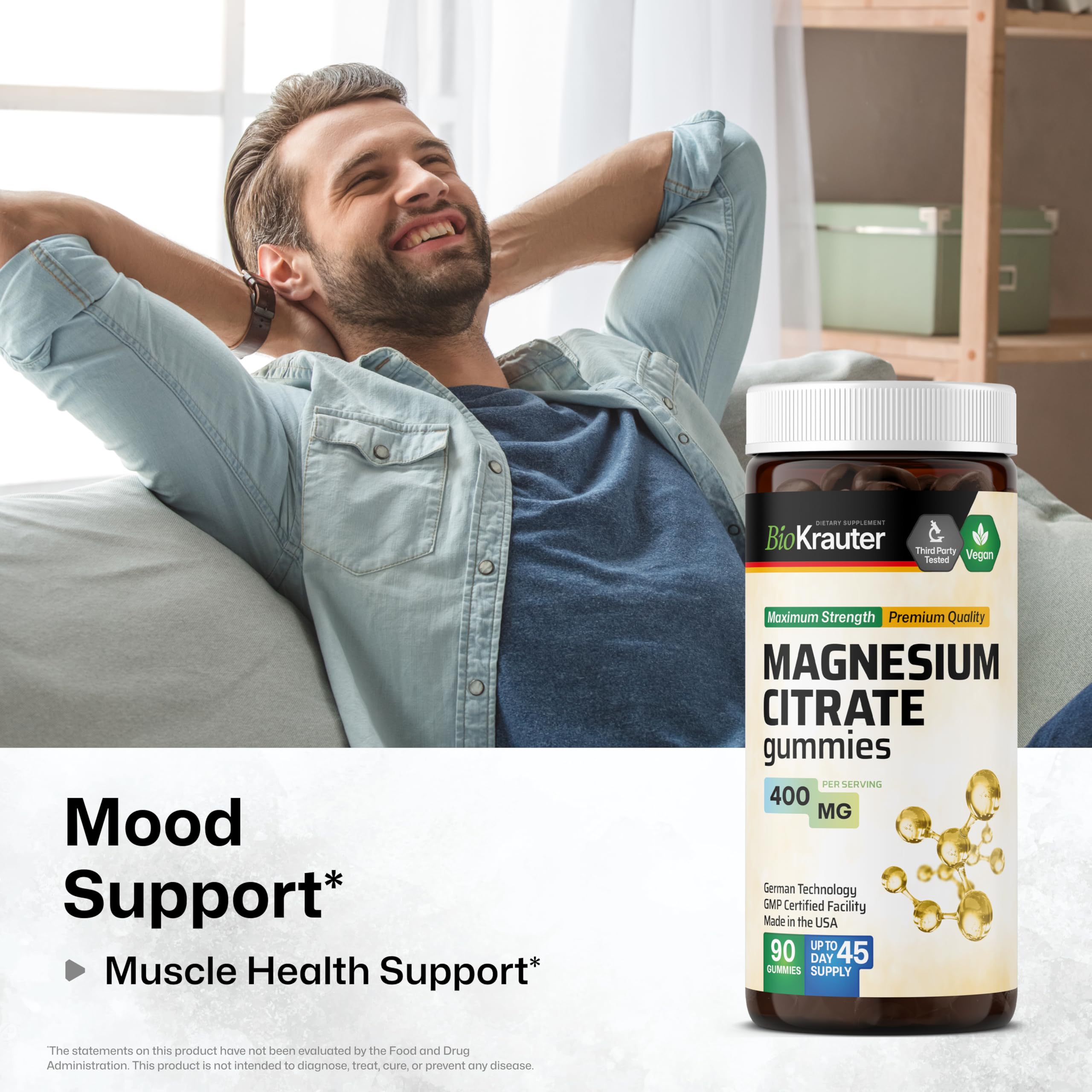 BIO KRAUTER Magnesium Gummies 400mg close-up of gummies