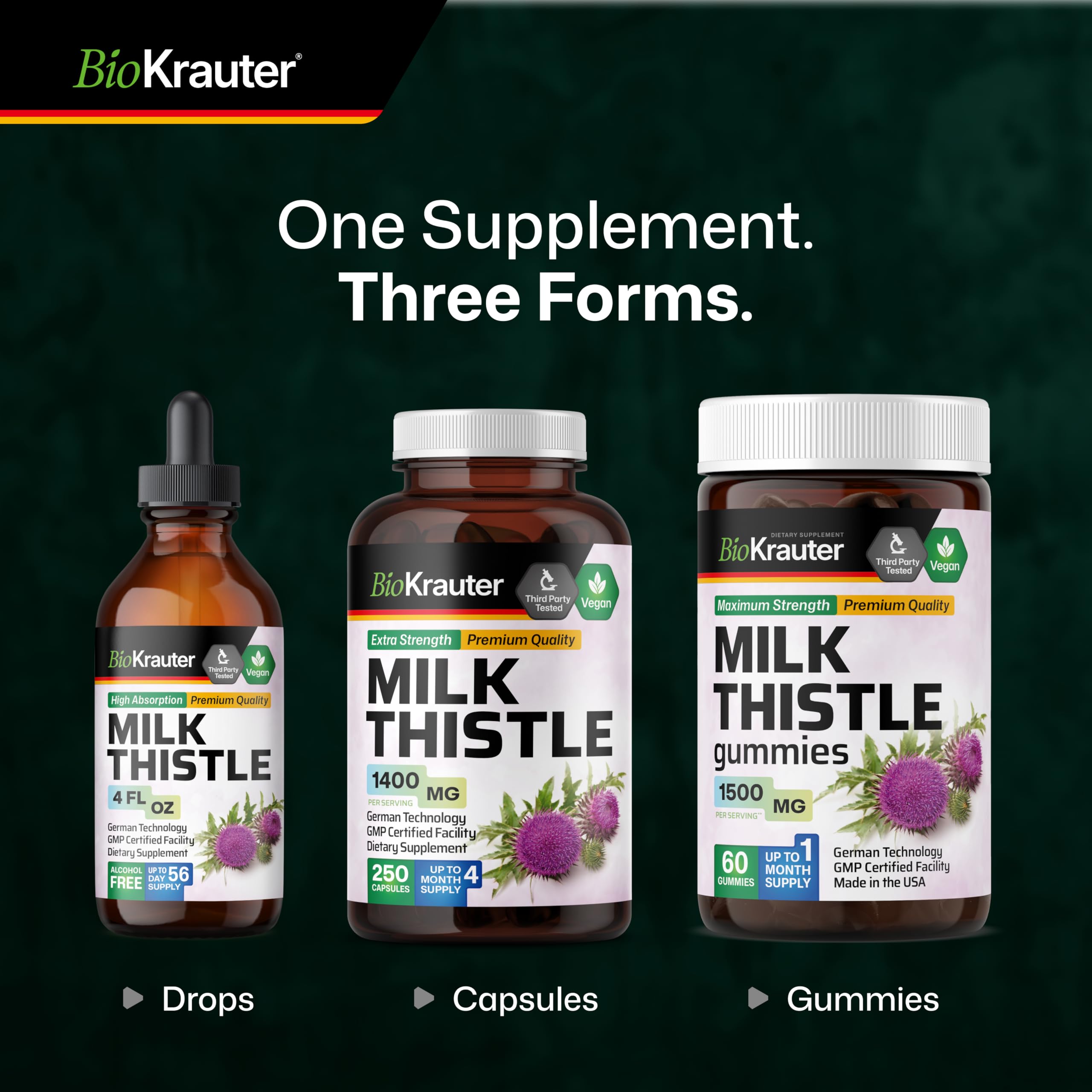 BIO KRAUTER Milk Thistle Drops on kitchen counter