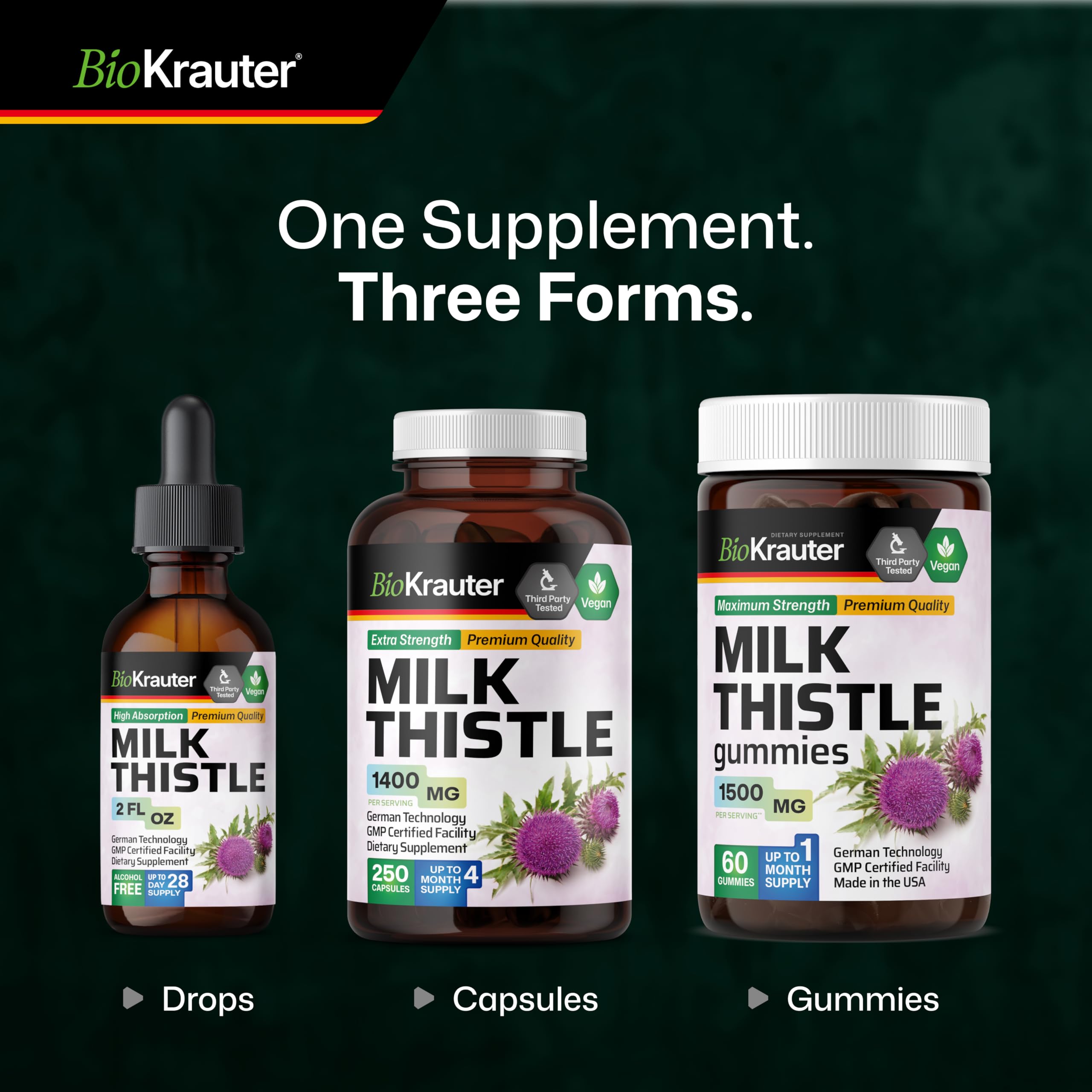 BIO KRAUTER Milk Thistle Drops product label close-up
