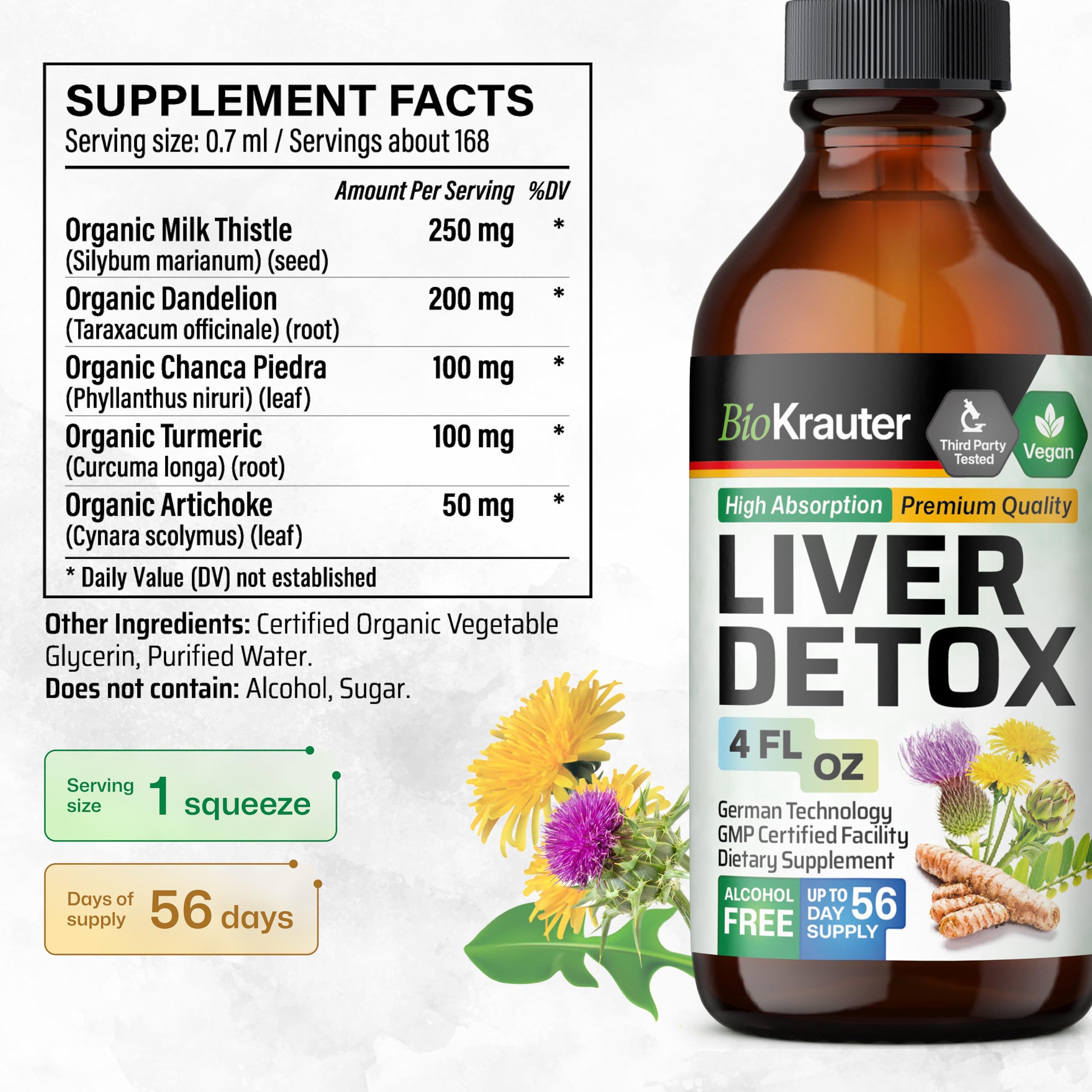 BIO KRAUTER Milk Thistle Liver Support Supplement ingredients list
