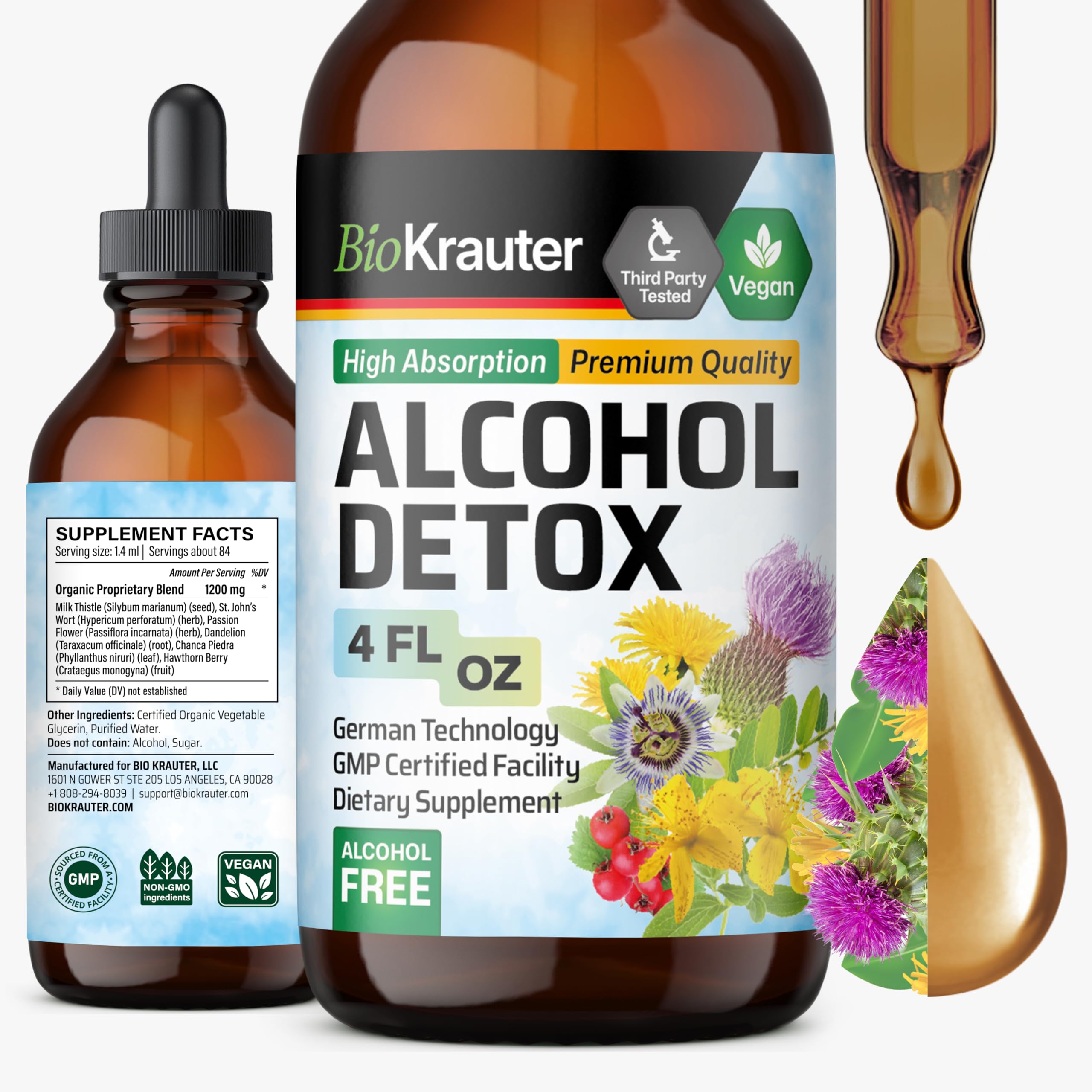 BIO KRAUTER Milk Thistle Tincture front view 259g