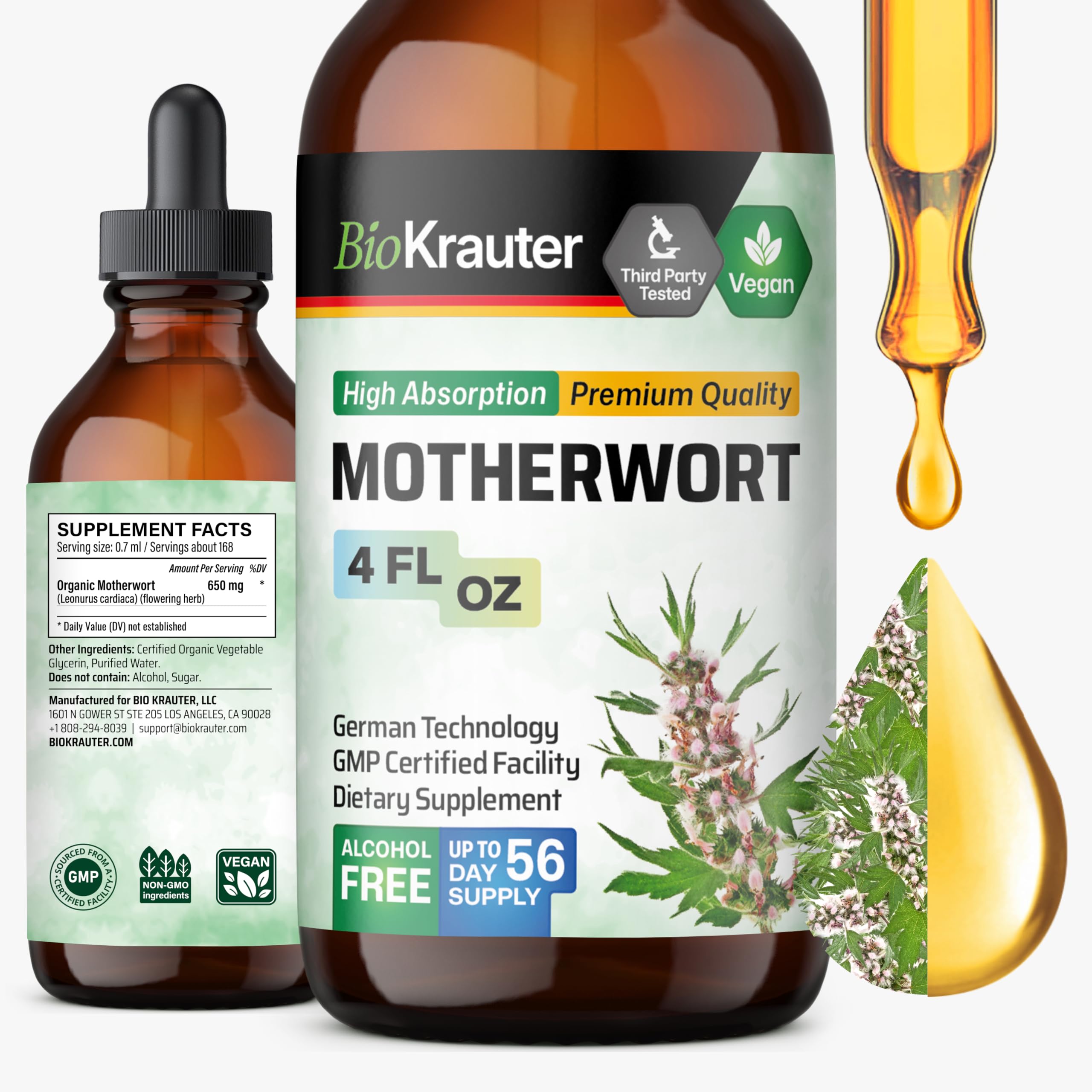 BIO KRAUTER Motherwort Liquid Extract 4 fl oz front view