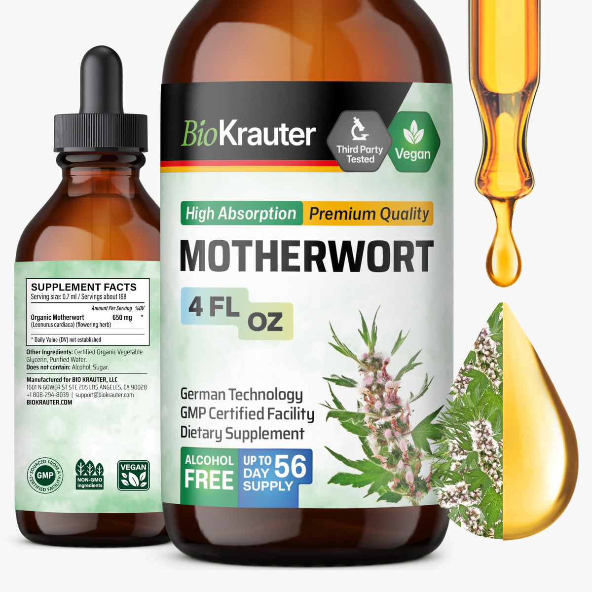 BIO KRAUTER Motherwort Liquid Extract 4 fl oz front view