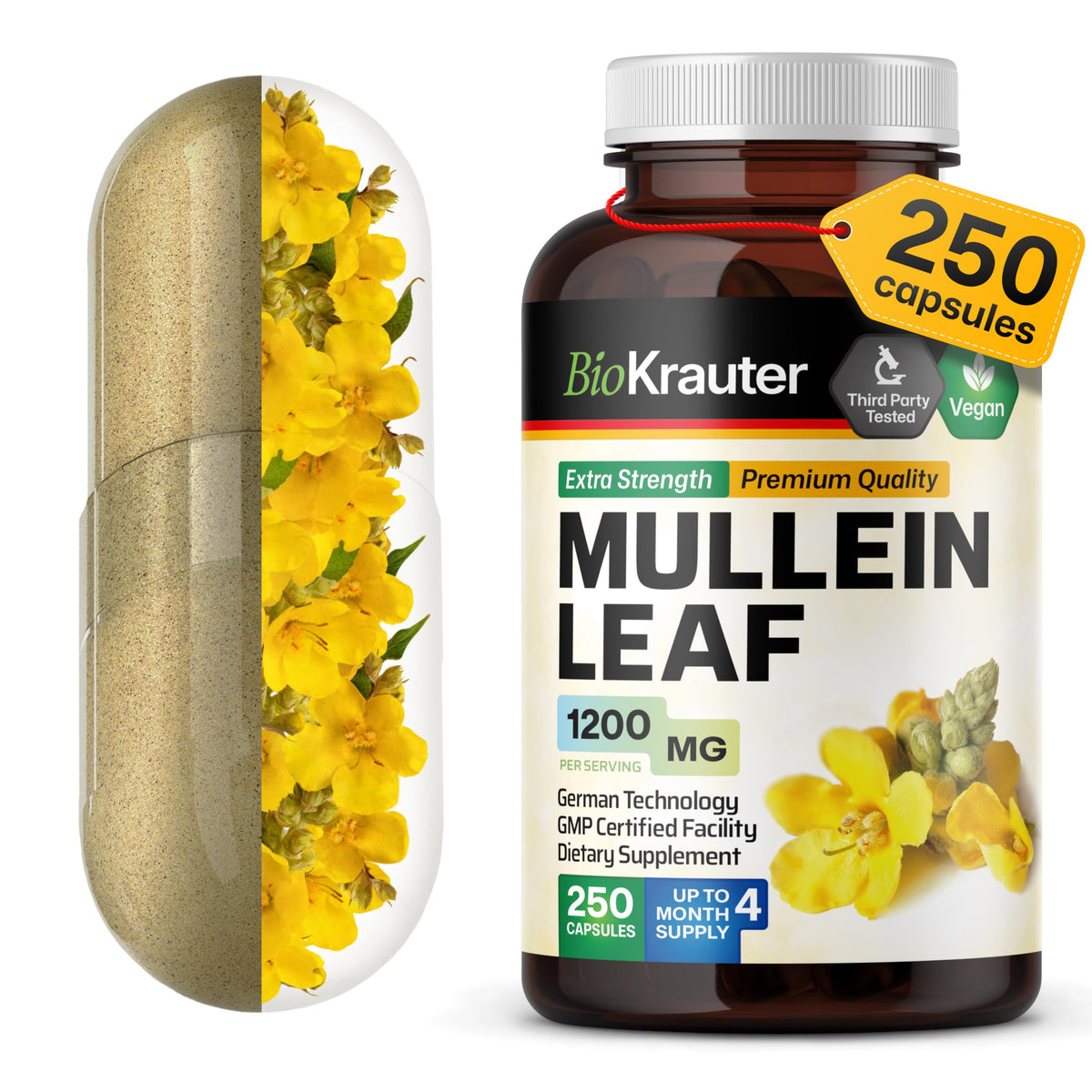 BIO KRAUTER Mullein Capsules 1200mg front view