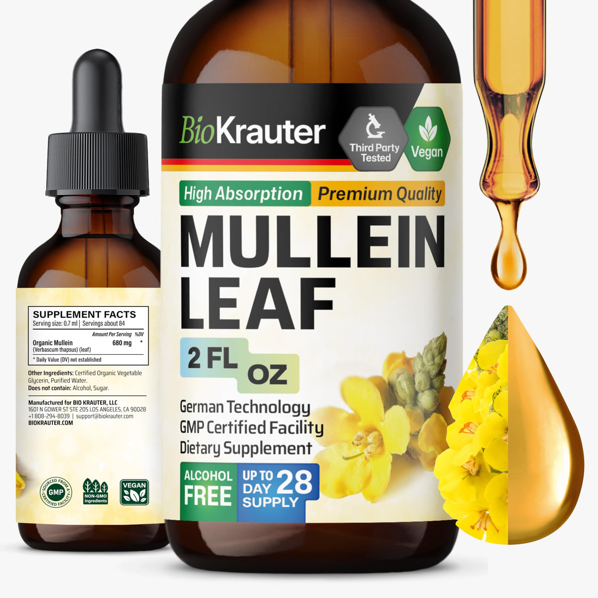 BIO KRAUTER Mullein Drops 2 fl oz bottle front view