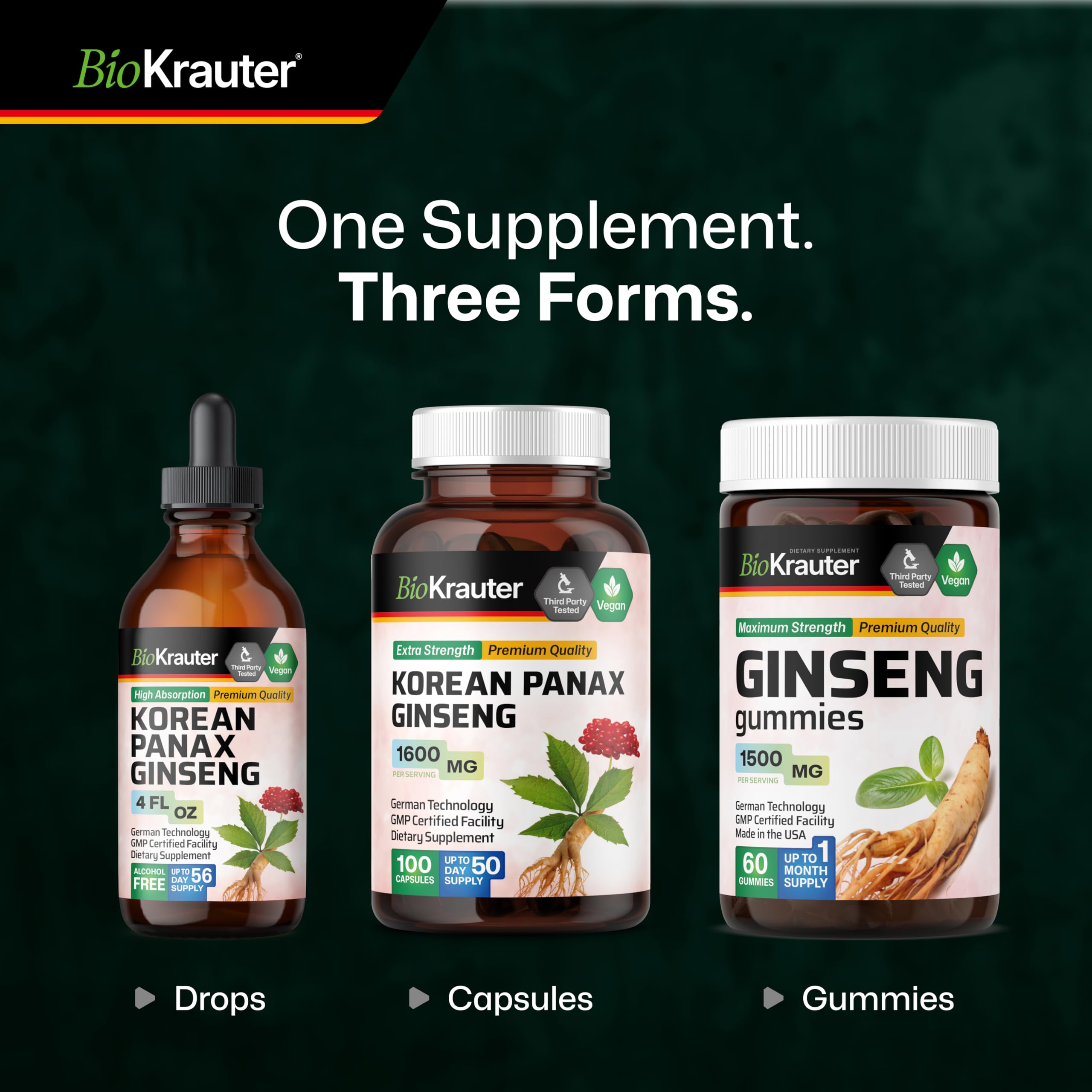 BIO KRAUTER Panax Ginseng Extract drops being added to juice