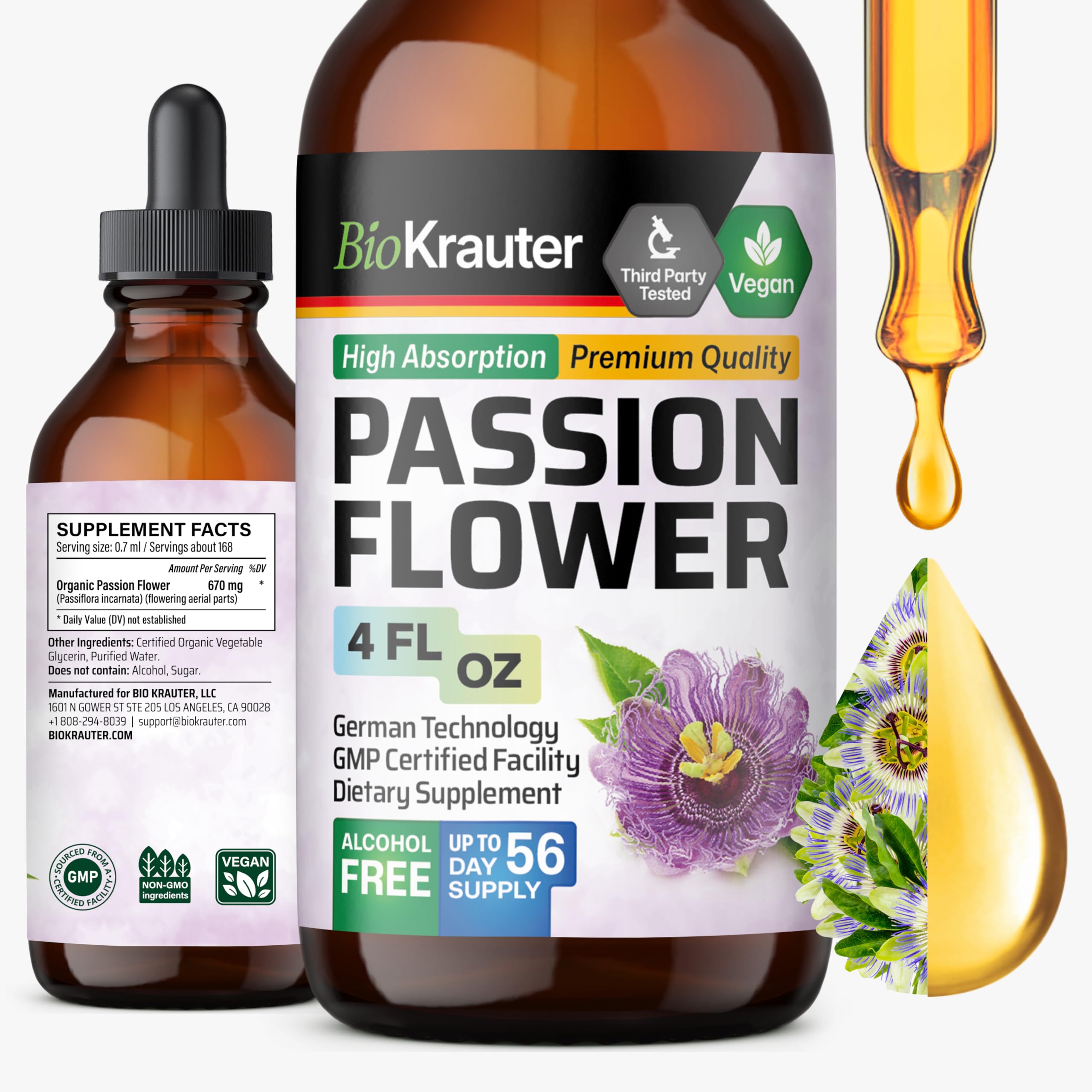 BIO KRAUTER Passionflower Sleep Supplement 4 fl oz front view