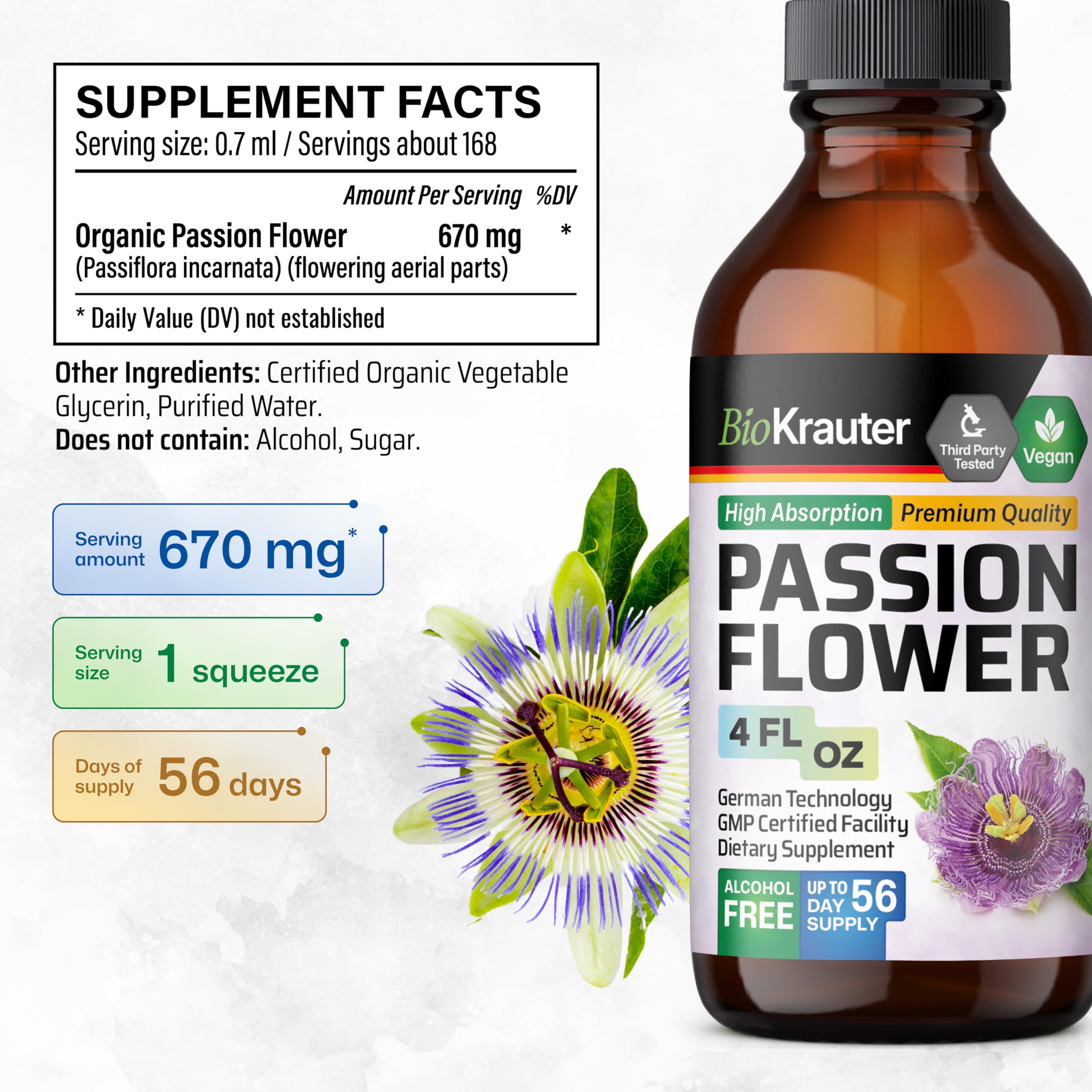 BIO KRAUTER Passionflower Sleep Supplement dropper close-up