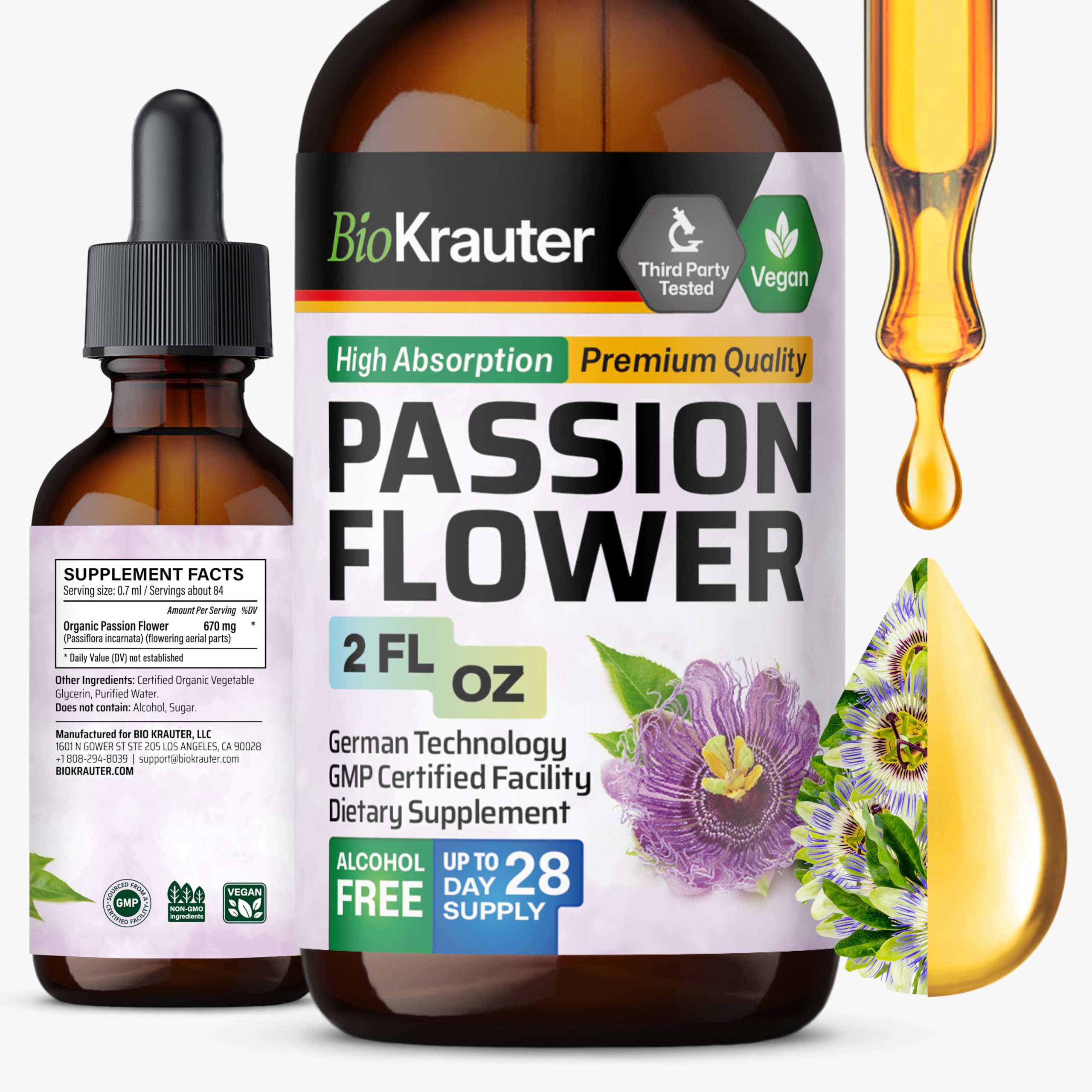 BIO KRAUTER Passionflower Tincture 2 fl oz front view