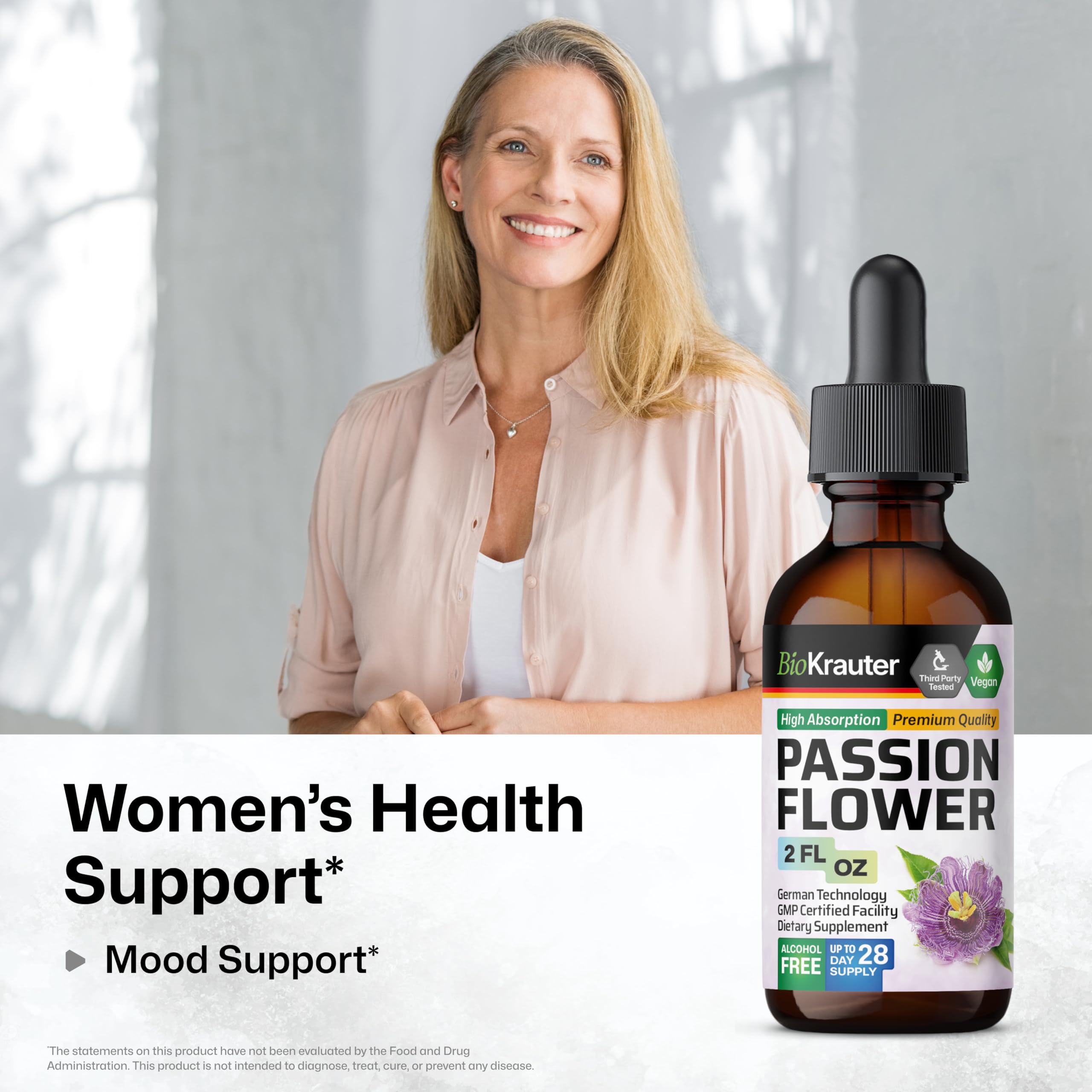 BIO KRAUTER Passionflower Tincture bottle with label