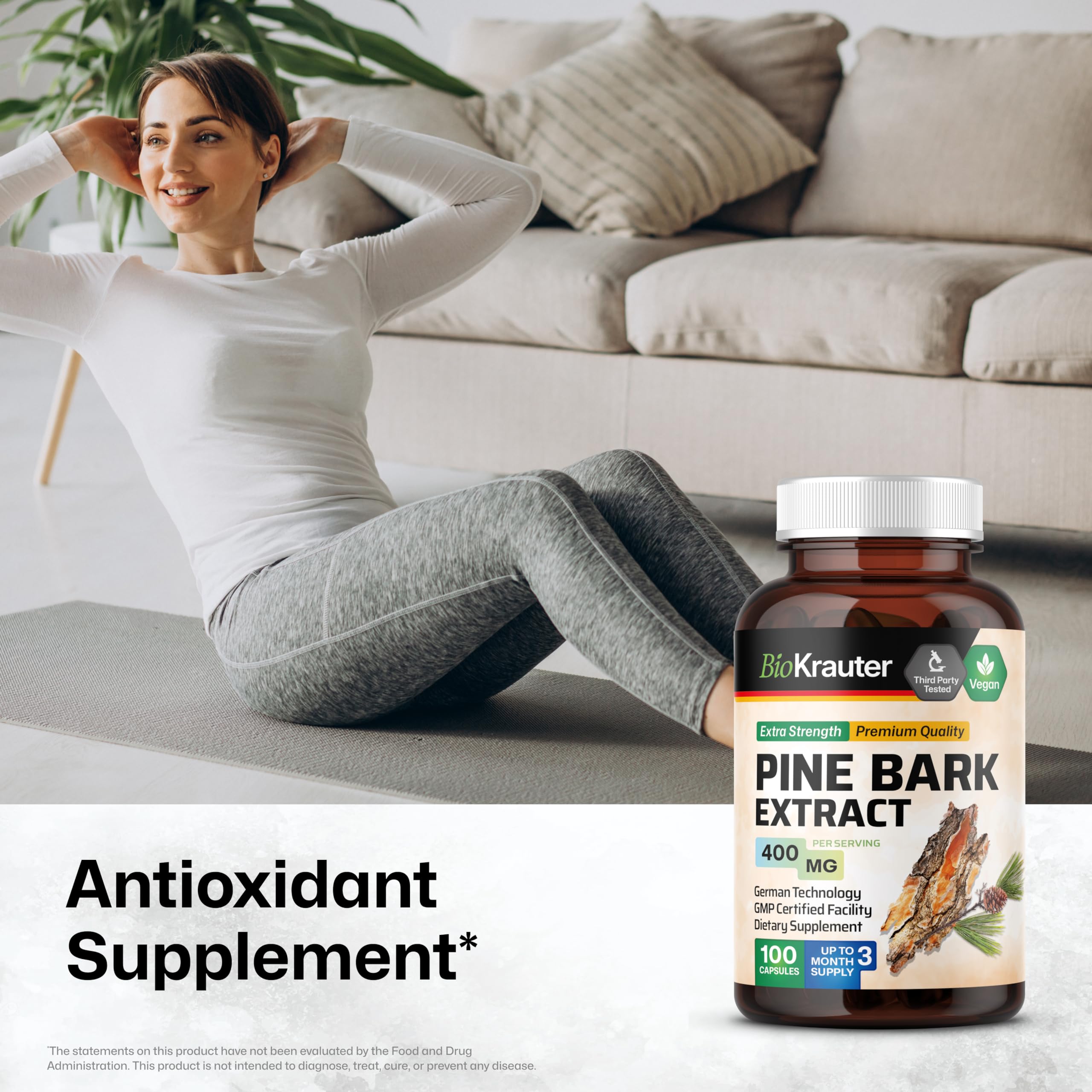 BIO KRAUTER Pine Bark Extract Capsules back view