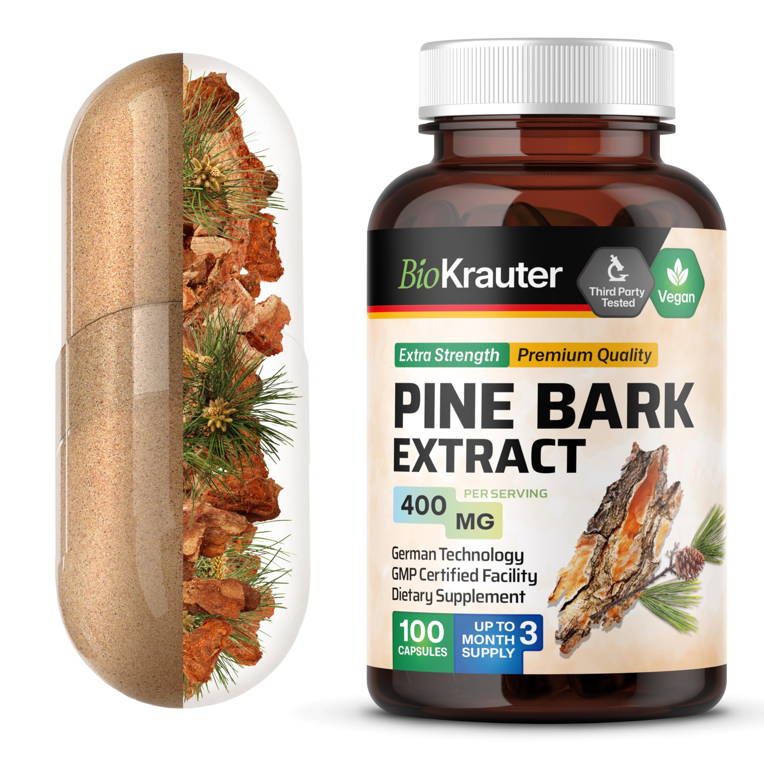 BIO KRAUTER Pine Bark Extract Capsules front view