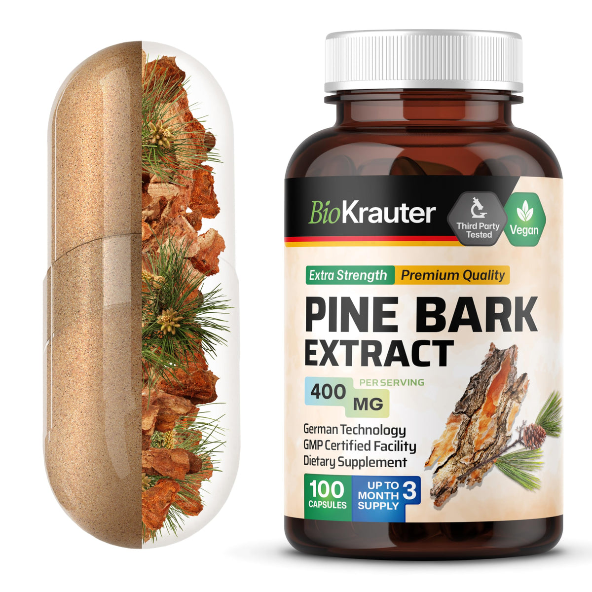 BIO KRAUTER Pine Bark Extract Capsules front view