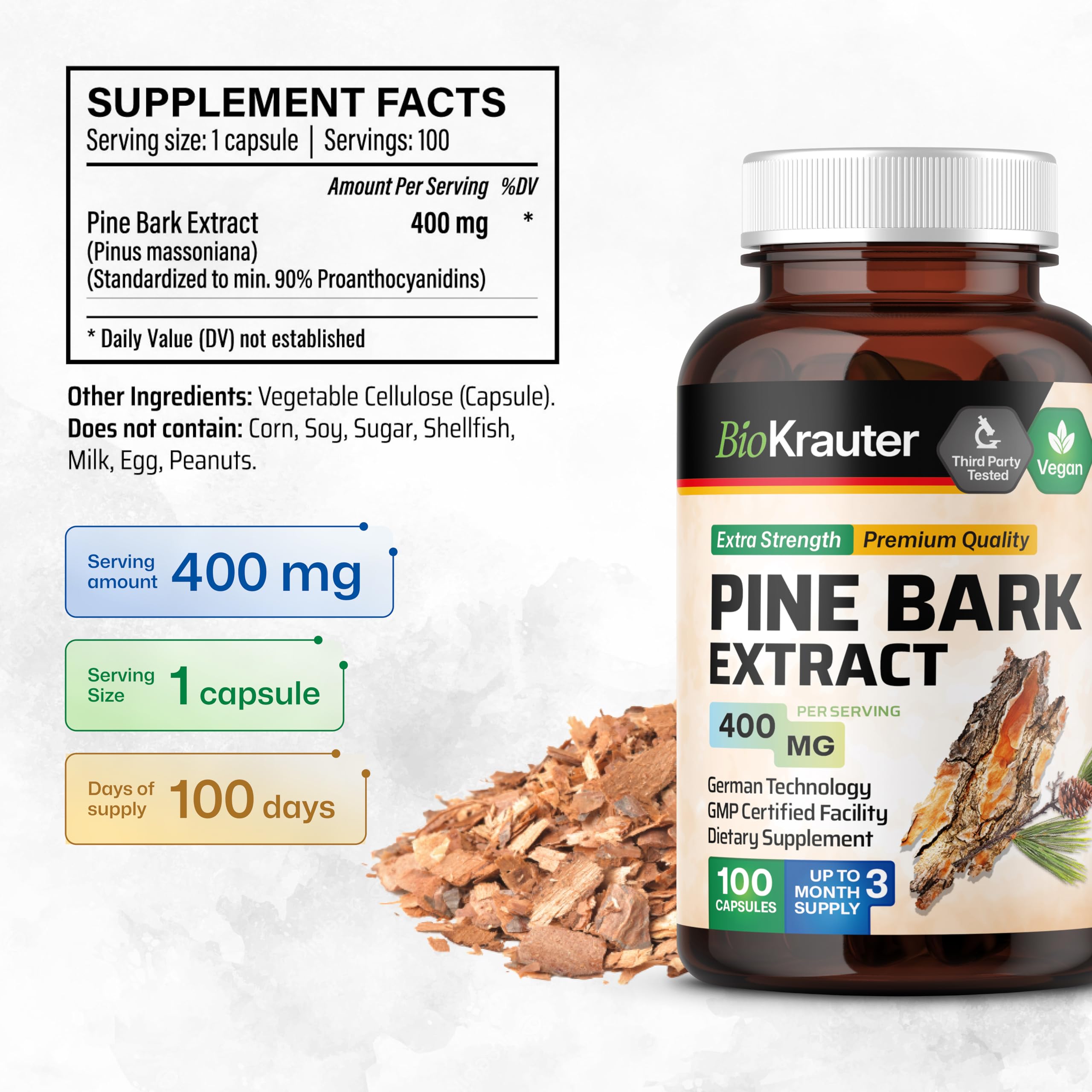 BIO KRAUTER Pine Bark Extract Capsules side view