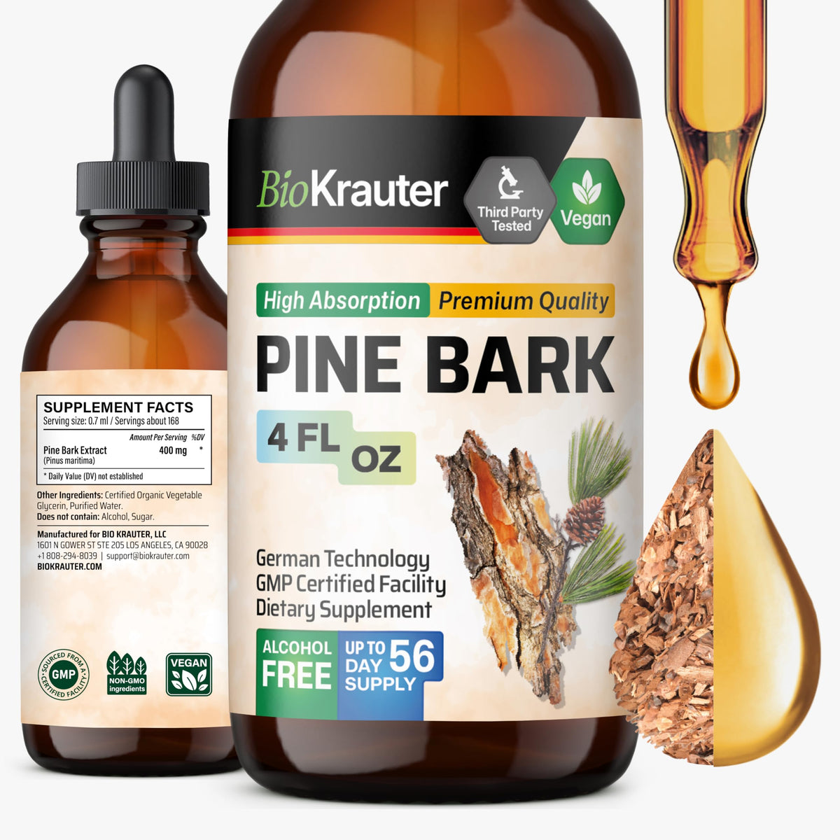 BIO KRAUTER Pine Bark Extract Tincture 259g front view