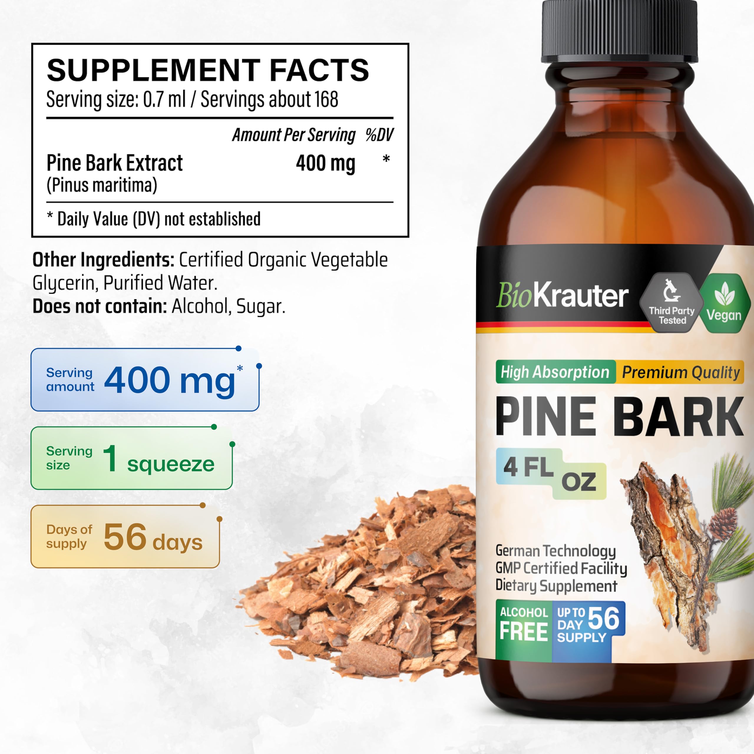 BIO KRAUTER Pine Bark Extract Tincture dropper close-up