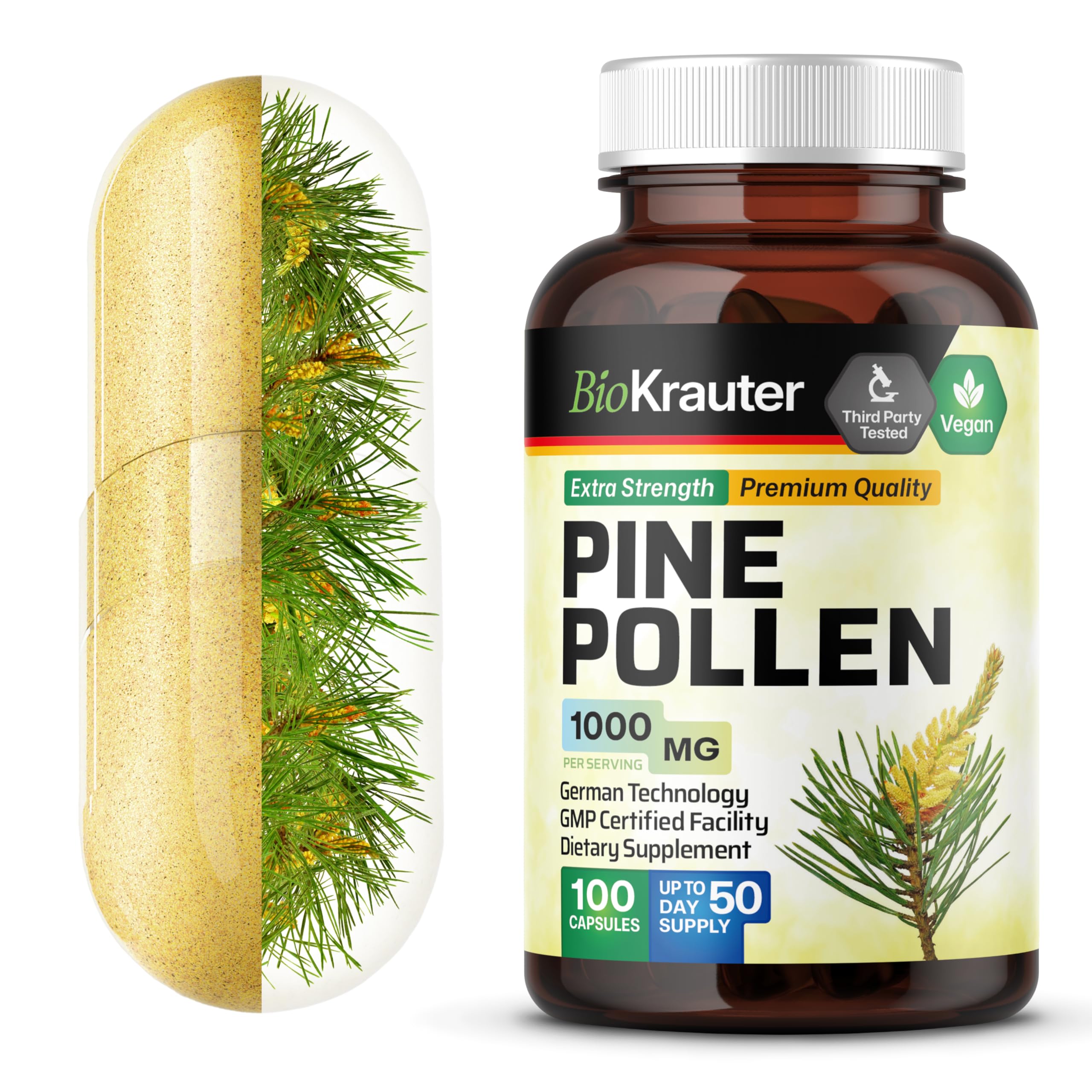 BIO KRAUTER Pine Pollen Capsules front view