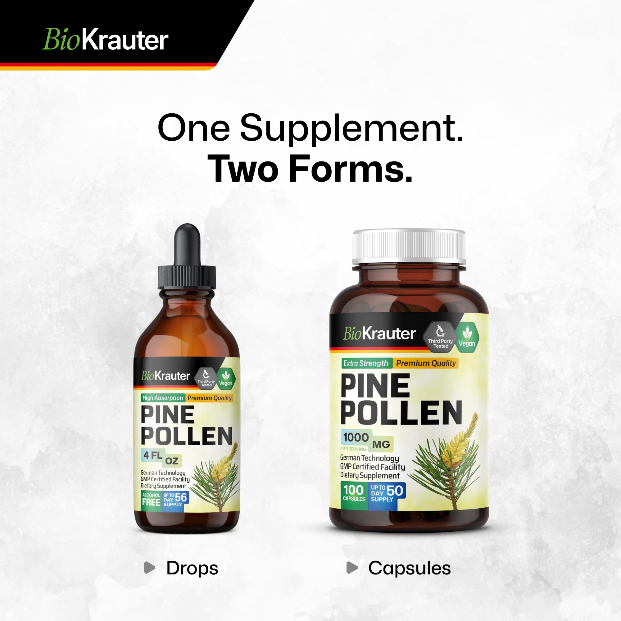BIO KRAUTER Pine Pollen Capsules in a hand