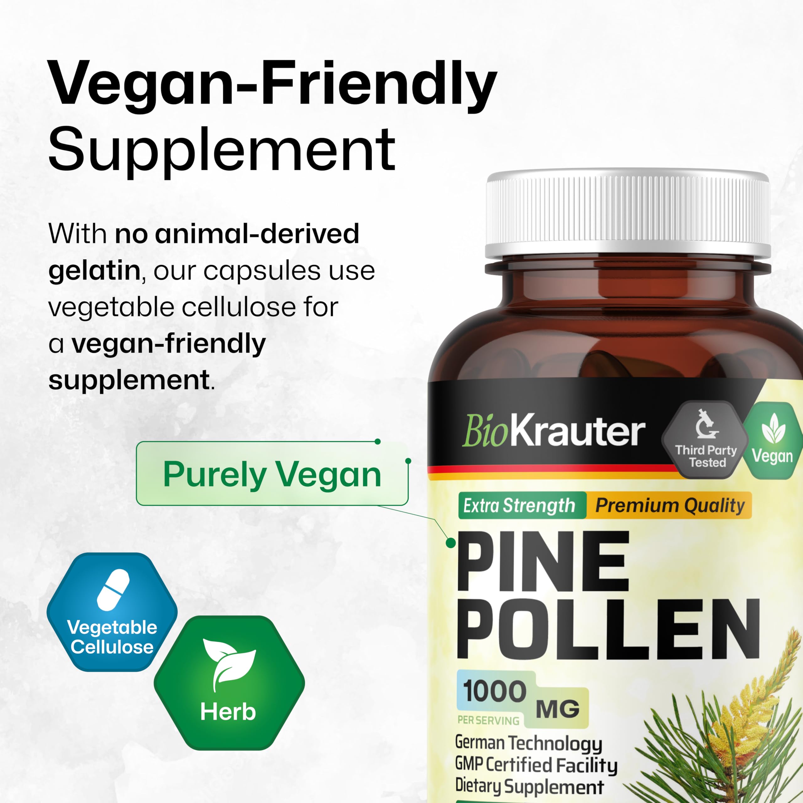 BIO KRAUTER Pine Pollen Capsules on a table