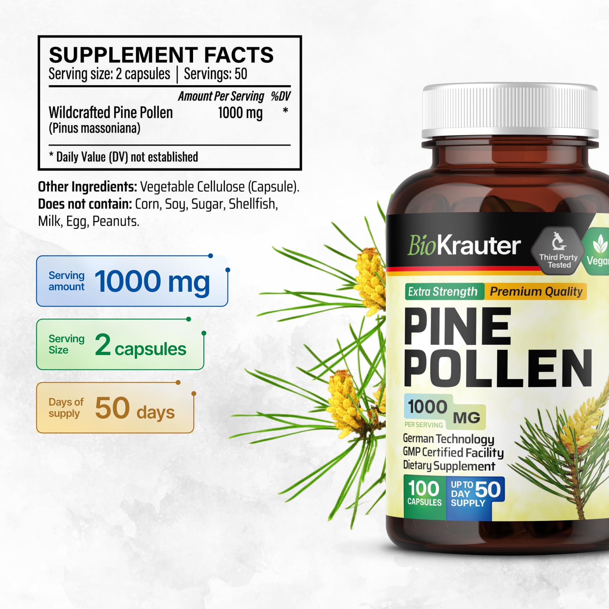 BIO KRAUTER Pine Pollen Capsules packaging