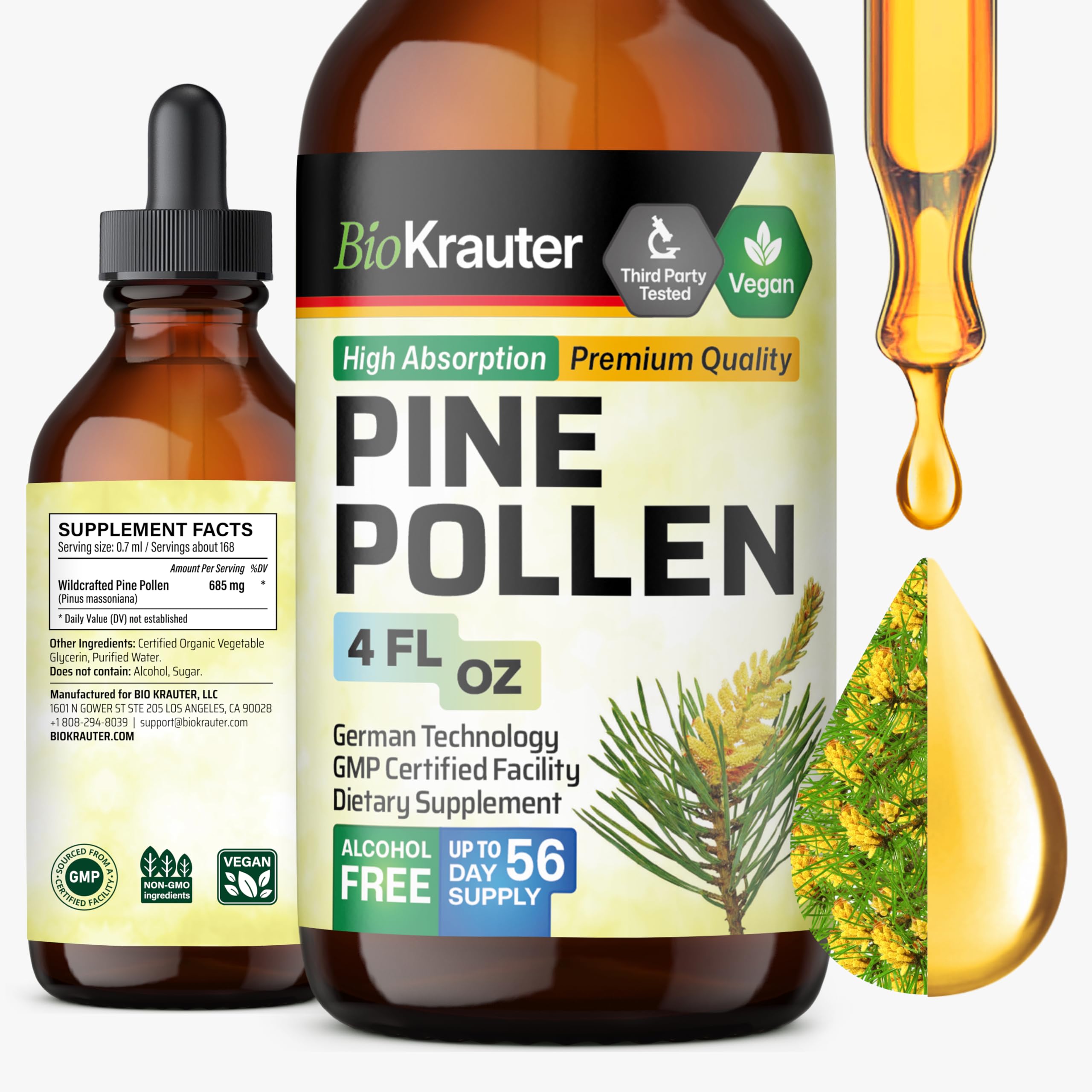 BIO KRAUTER Pine Pollen Extract 4 fl oz bottle front view