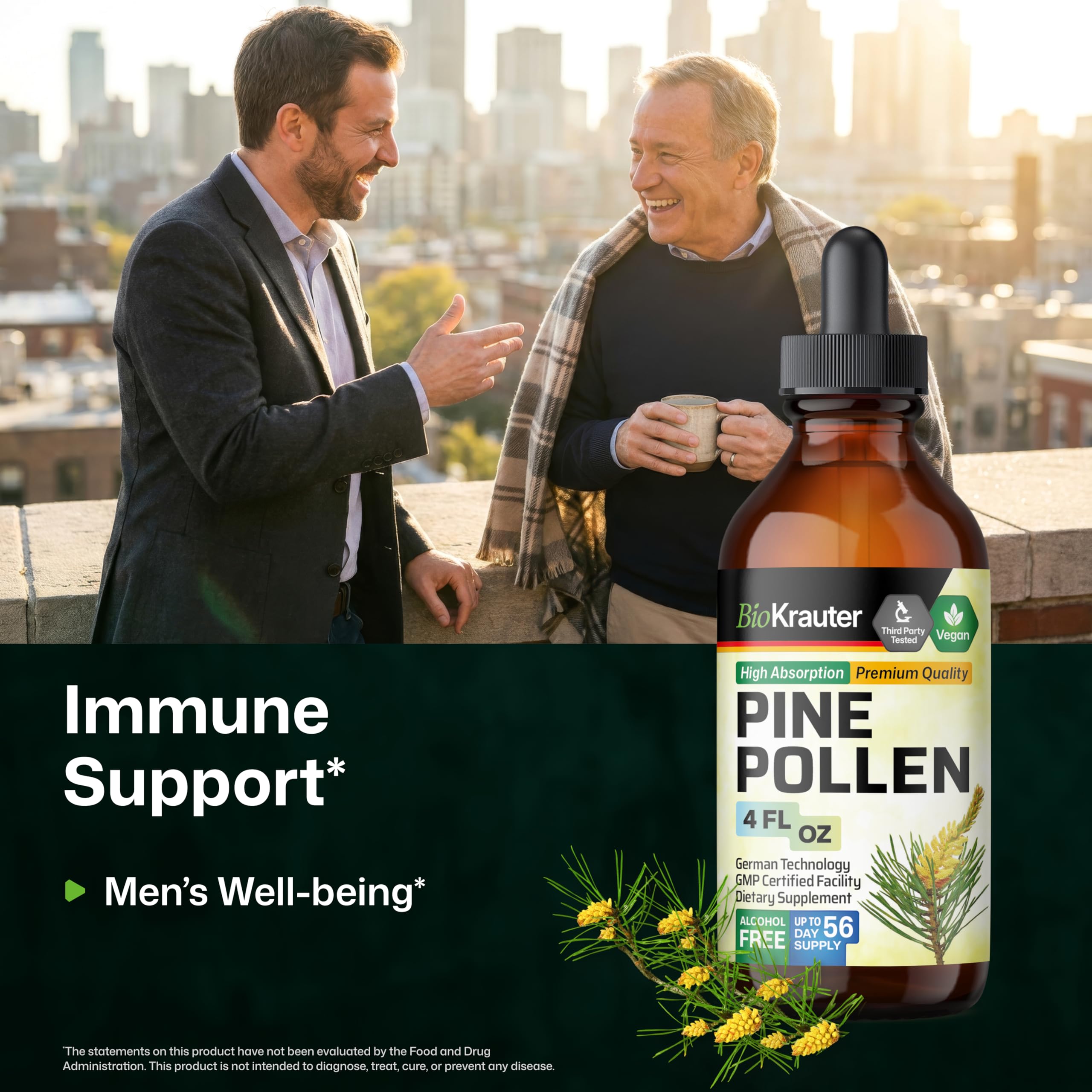 BIO KRAUTER Pine Pollen Extract 4 fl oz bottle side view