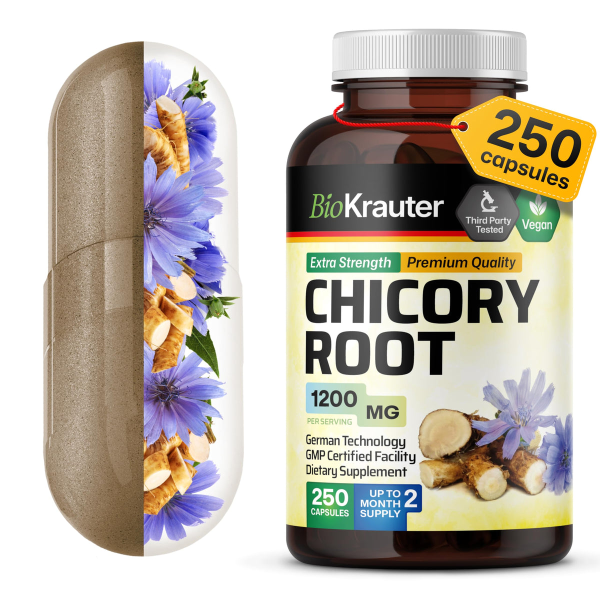 BIO KRAUTER Prebiotic Fiber Supplement 250 Capsules front view