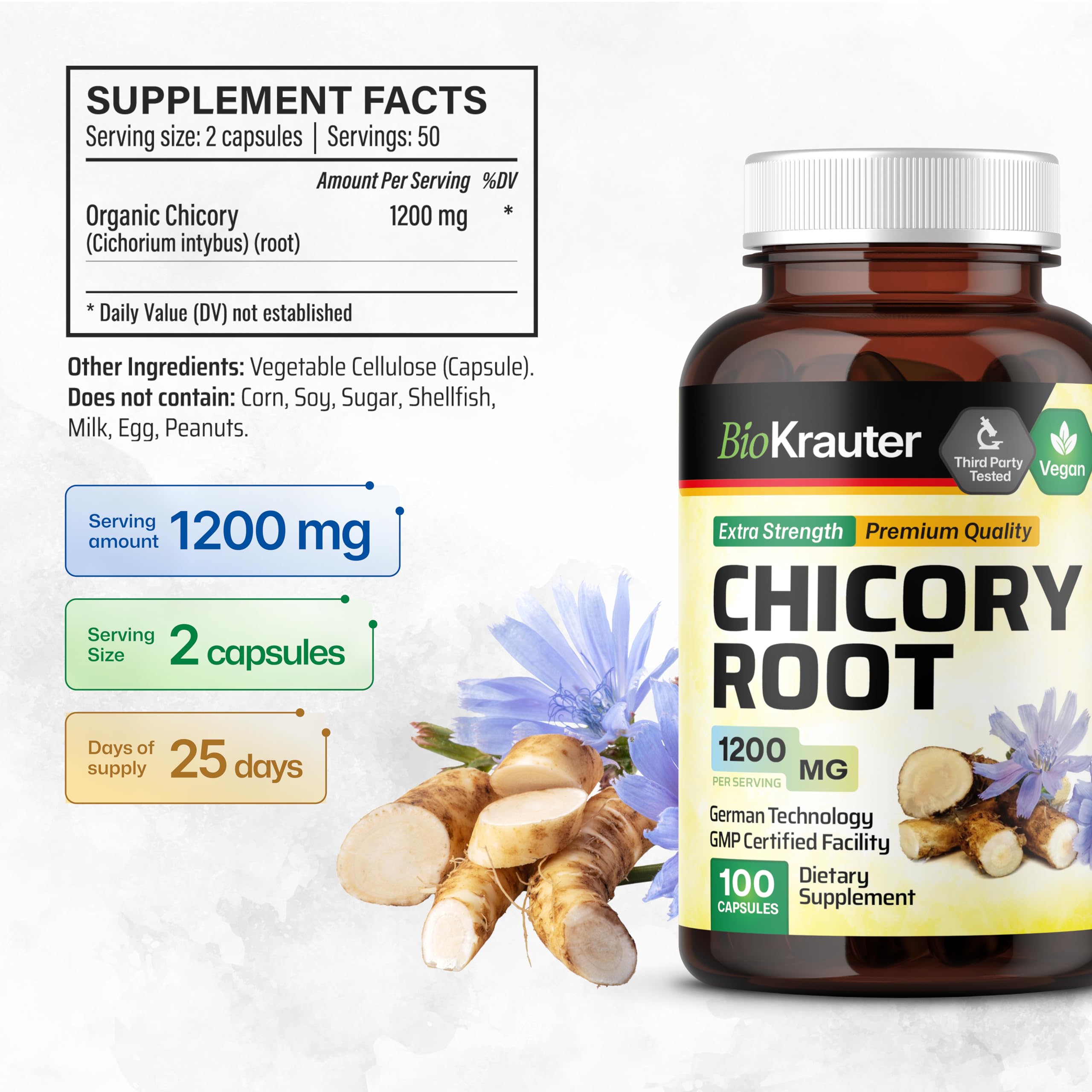 BIO KRAUTER Prebiotic Fiber Supplement capsules close-up