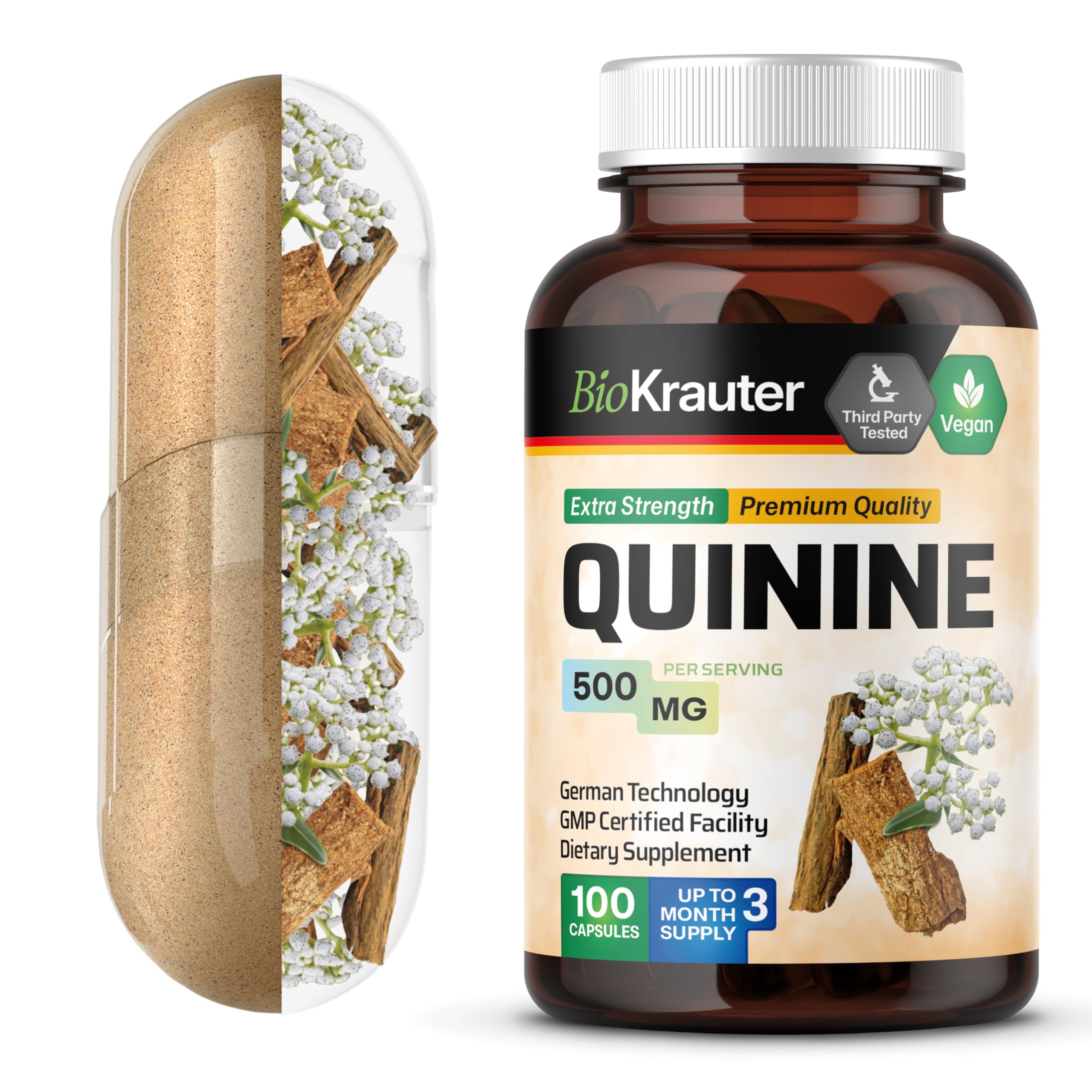 BIO KRAUTER Quinine Capsules front view with packaging