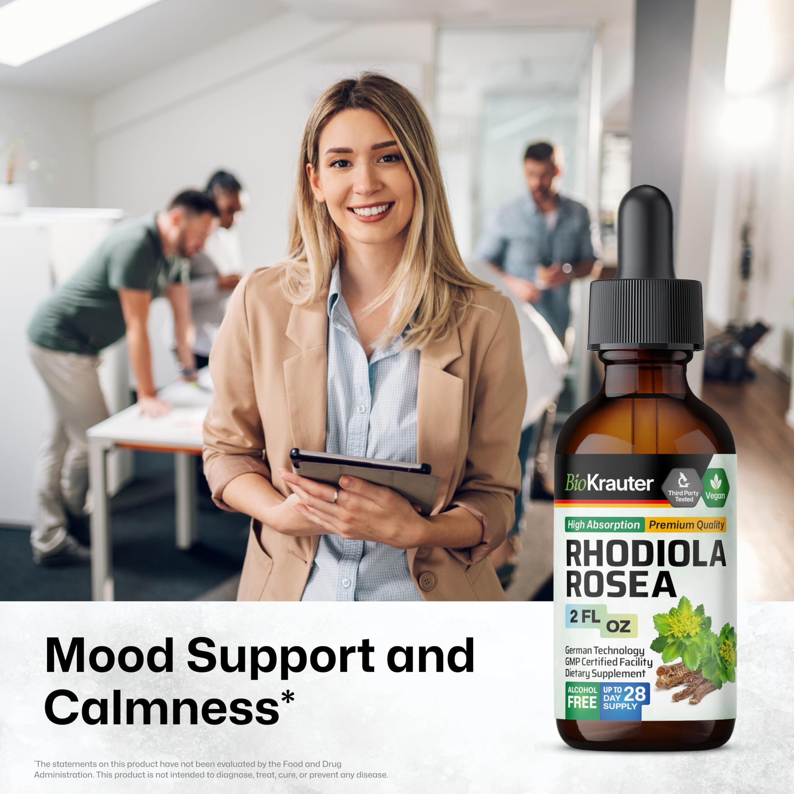 BIO KRAUTER Rhodiola Rosea Drops 2 fl oz bottle with label