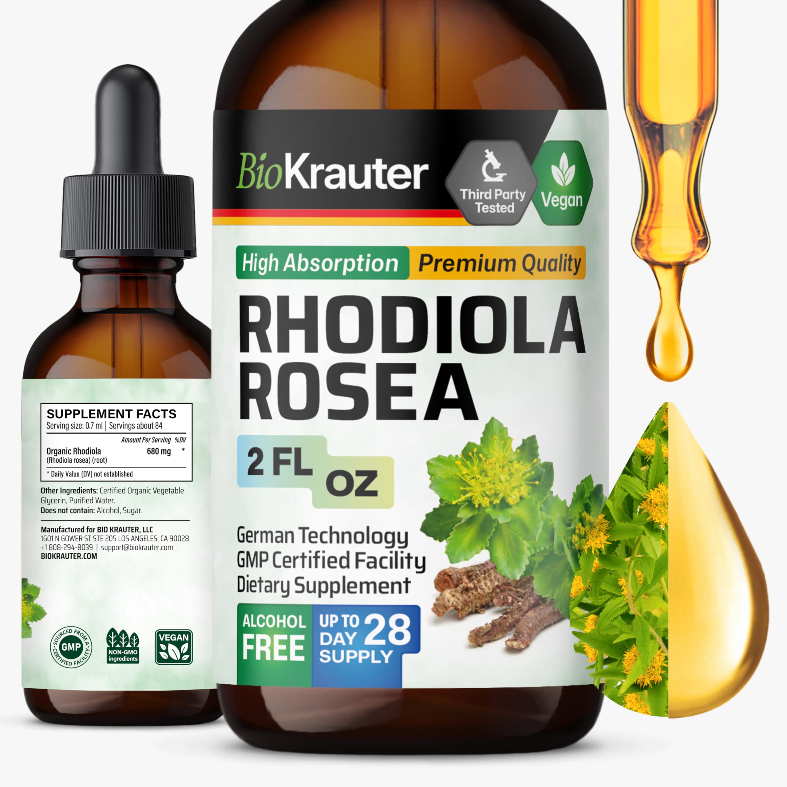 BIO KRAUTER Rhodiola Rosea Drops 2 fl oz front view