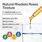 BIO KRAUTER Rhodiola Rosea Drops 2 fl oz with tea and glass