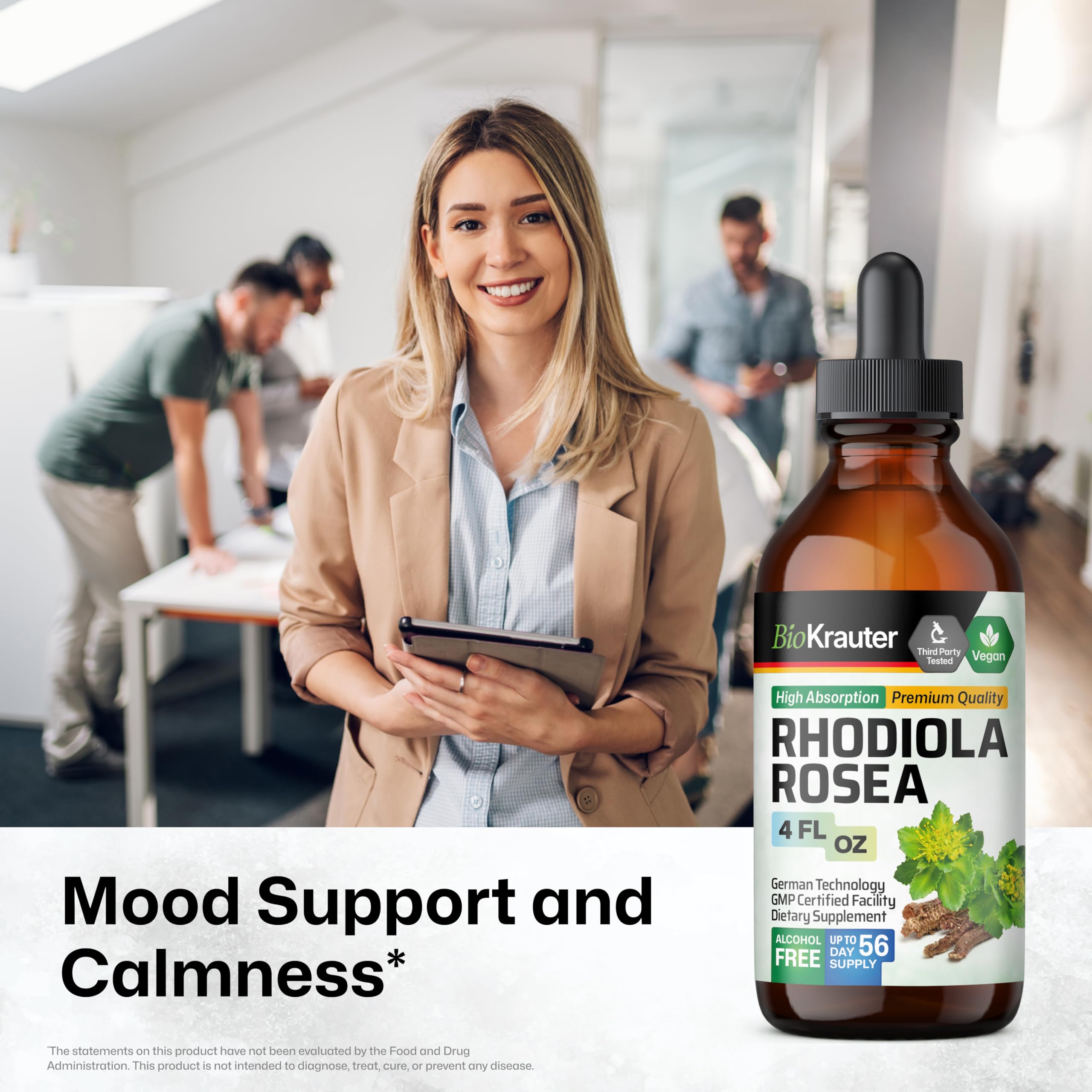 BIO KRAUTER Rhodiola Rosea Drops 4 fl oz bottle side view