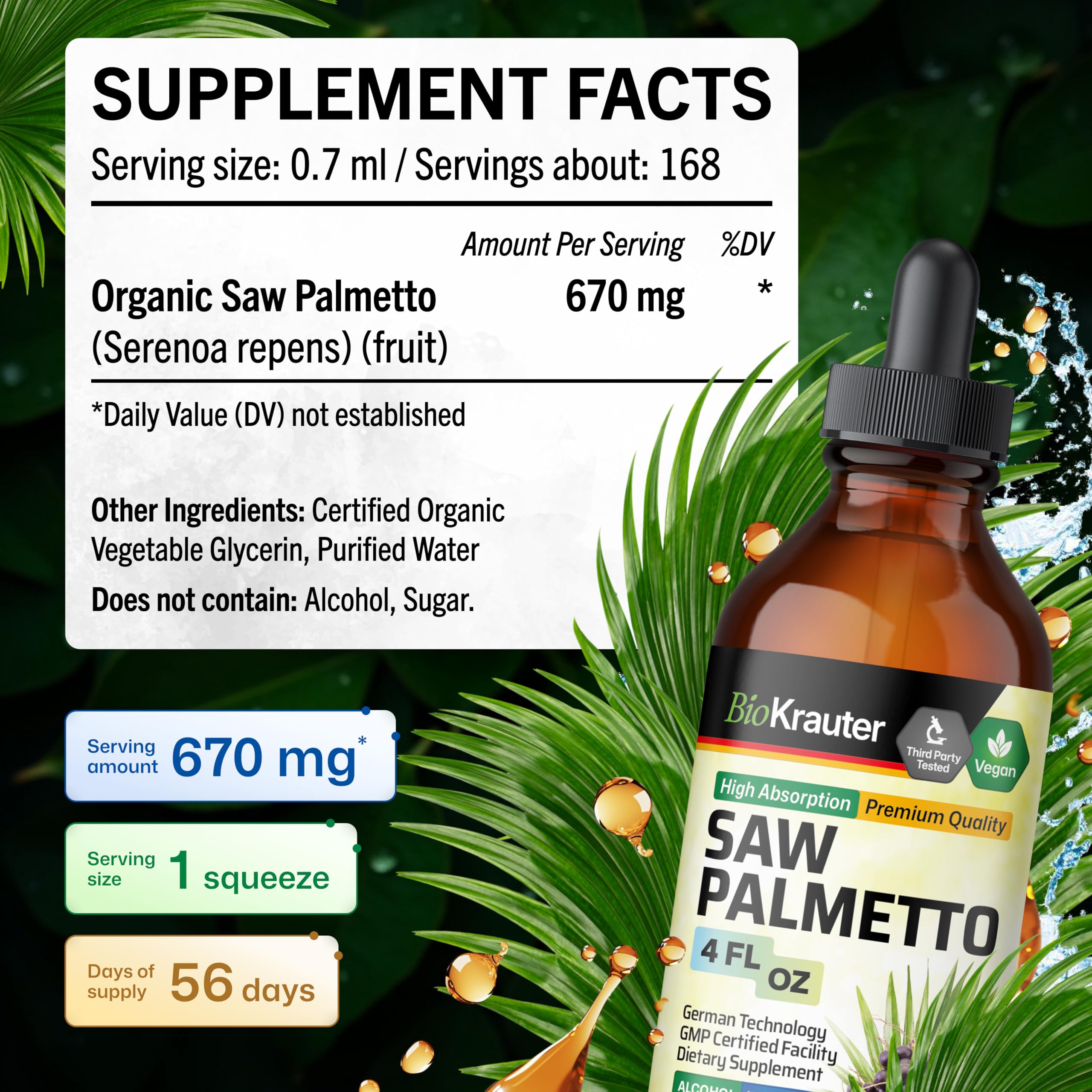 BIO KRAUTER Saw Palmetto Tincture with measuring spoon
