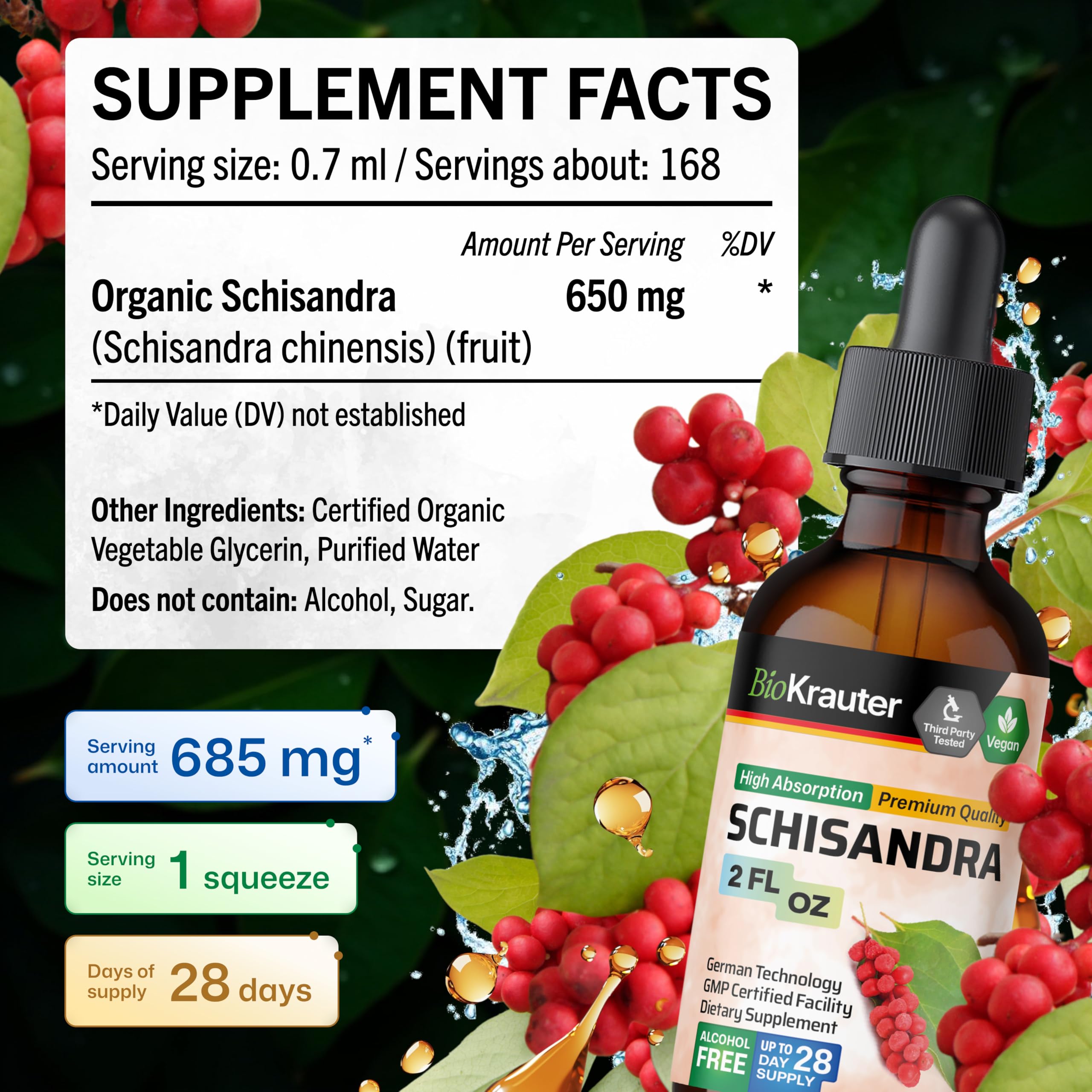 BIO KRAUTER Schisandra Supplement liquid in a glass
