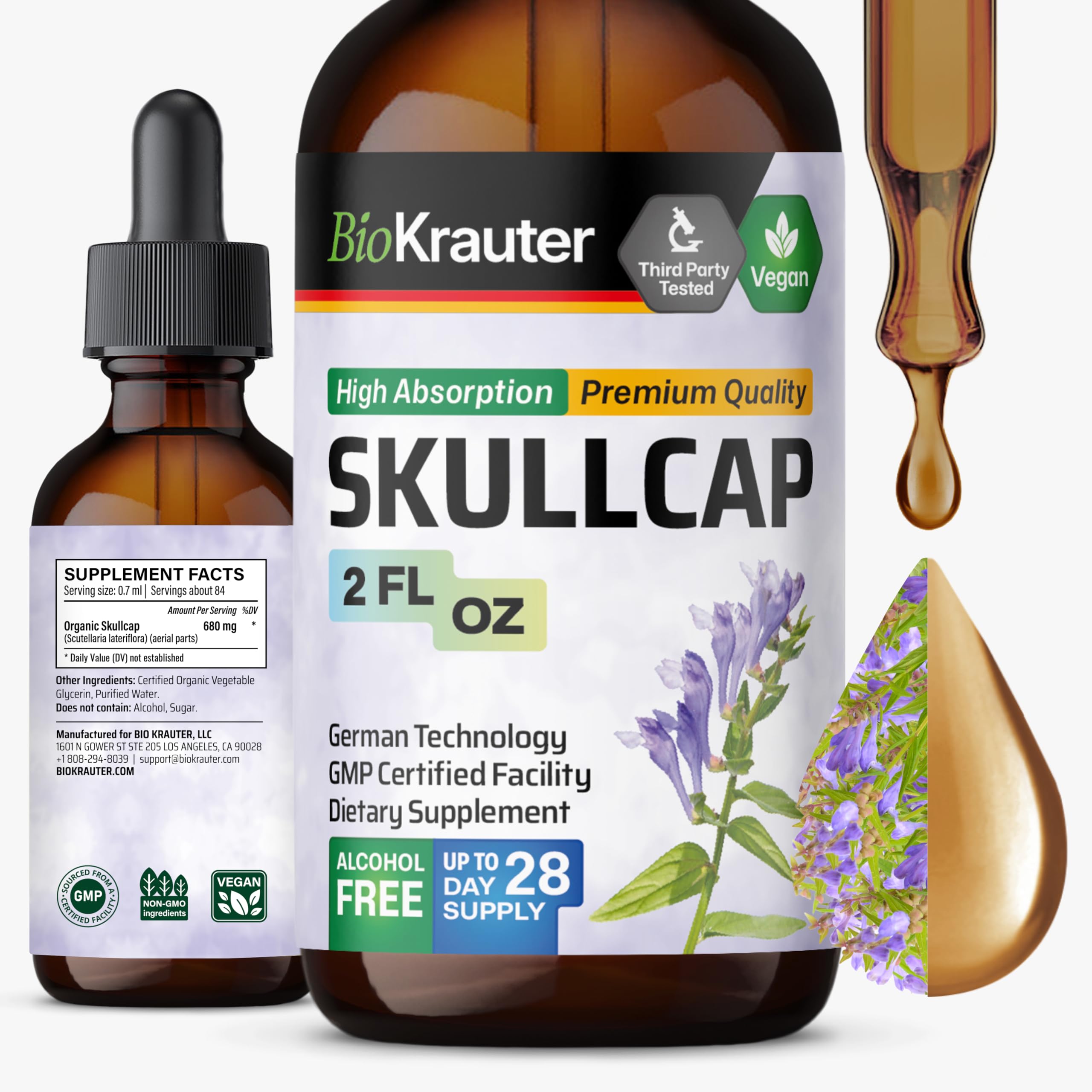 BIO KRAUTER Skullcap Tincture 2 fl oz front view